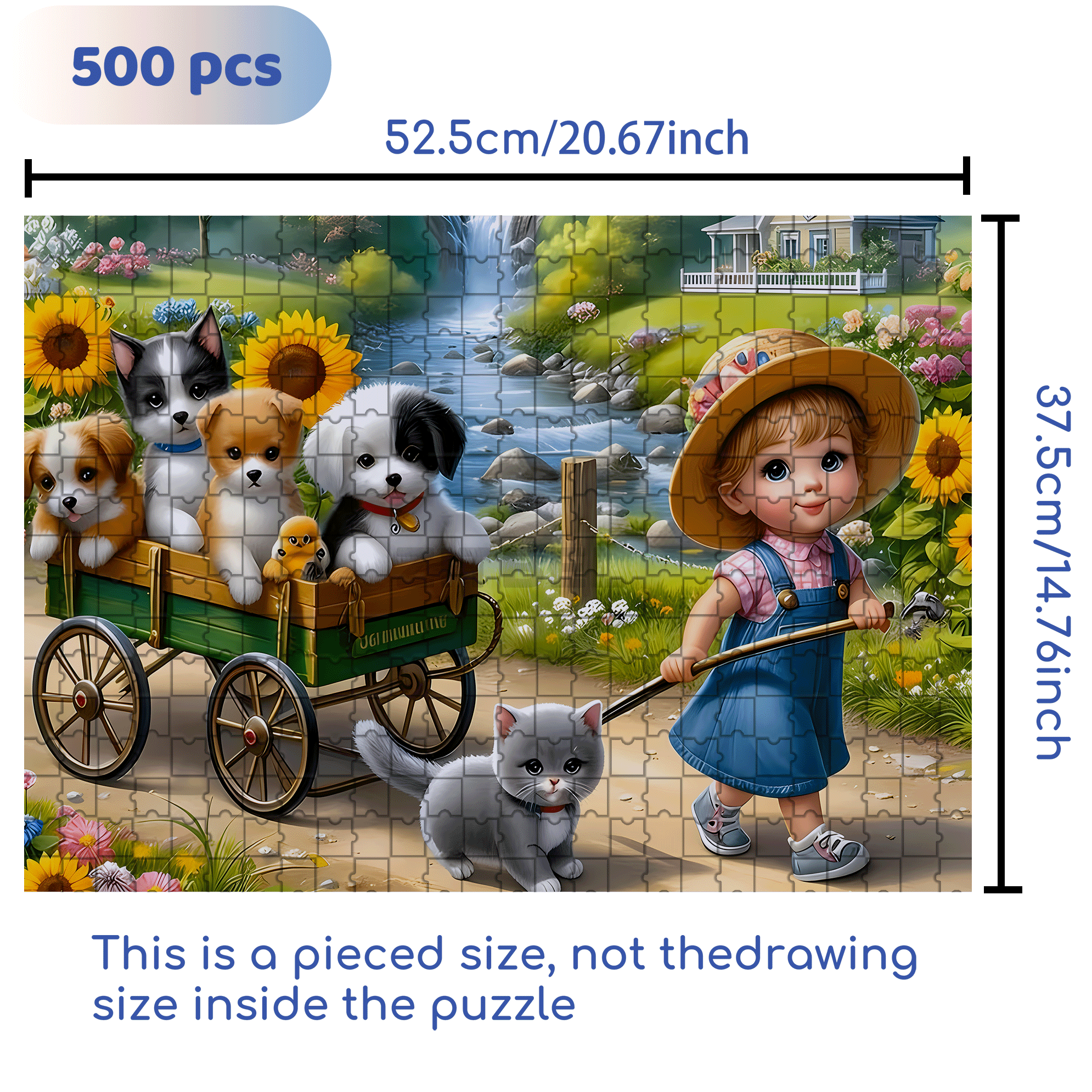 Book with Cute Farm Animals 500pcs/1000pcs Jigsaw Puzzle, Scratch-Resistant, Interactive Family Game & Brain-Boosting DIY Decor, Perfect for Halloween, Christmas & New Year Gifts, Family Puzzle Game