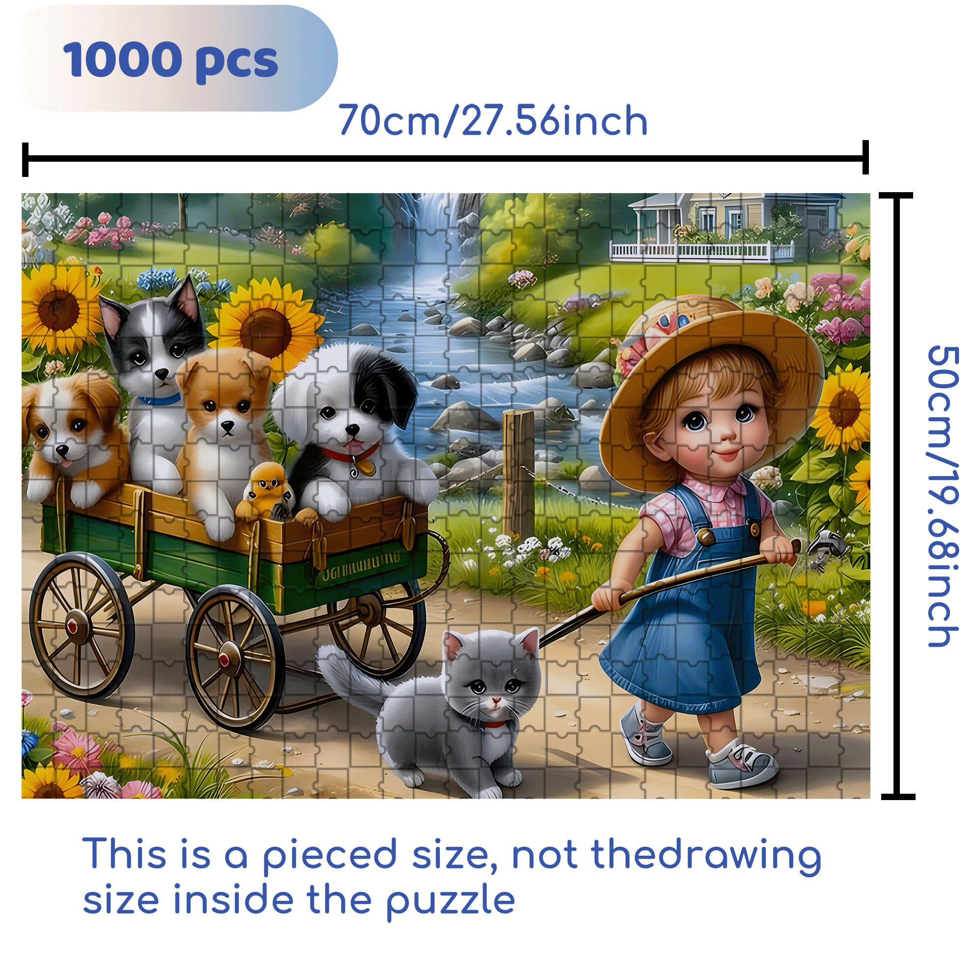 Book with Cute Farm Animals 500pcs/1000pcs Jigsaw Puzzle, Scratch-Resistant, Interactive Family Game & Brain-Boosting DIY Decor, Perfect for Halloween, Christmas & New Year Gifts, Family Puzzle Game