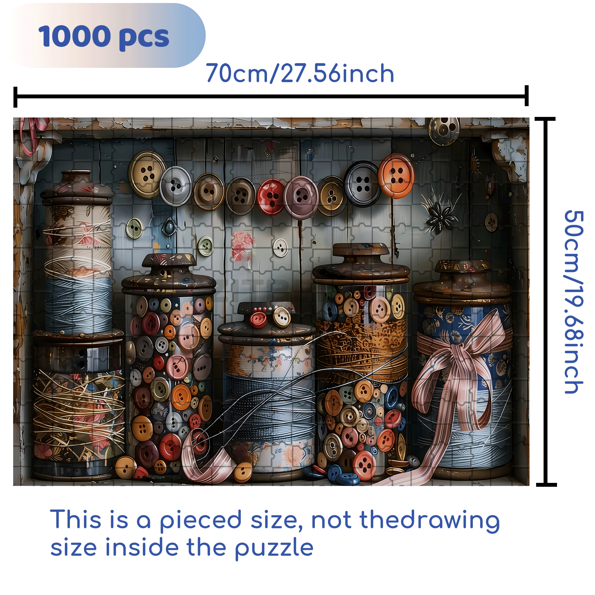 Button And Jar 500pcs/1000pcs Jigsaw Puzzle, Scratch-Resistant, Interactive Family Game & Brain-Boosting DIY Decor, Perfect for Halloween, Christmas & New Year Gifts, Family Puzzle Game