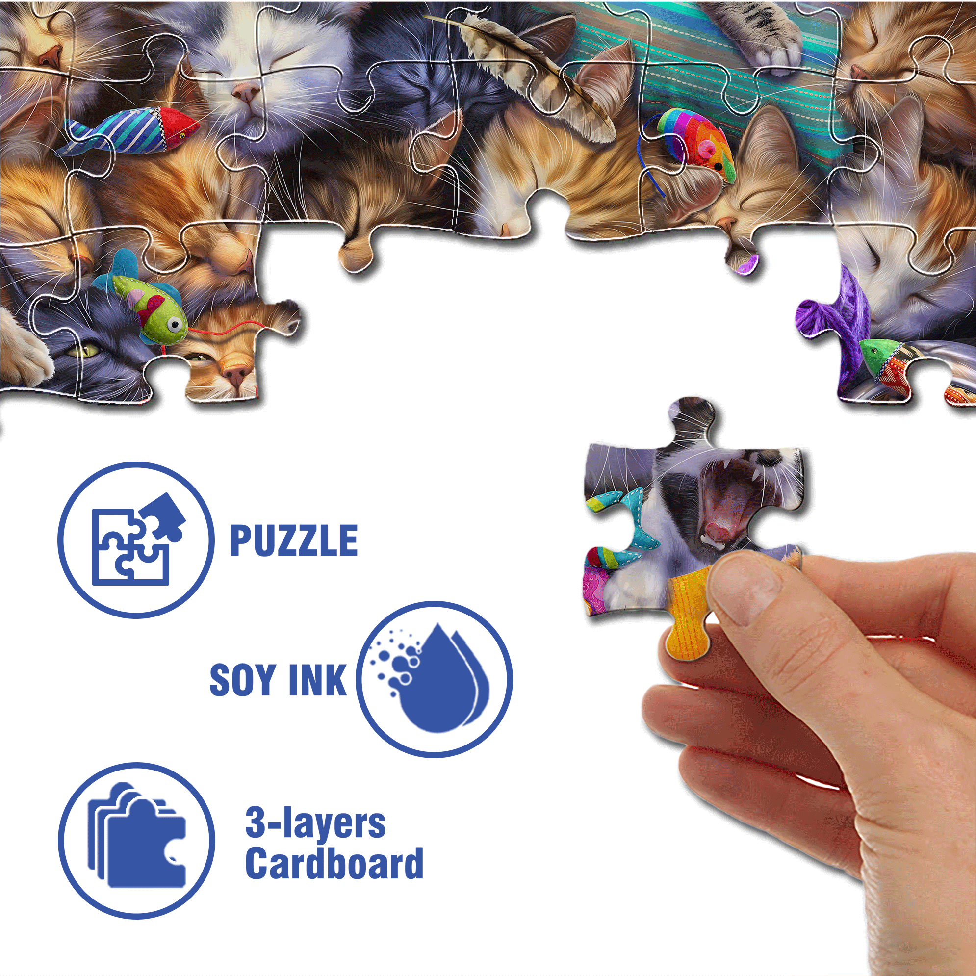 Cat Treats 500pcs/1000pcs Jigsaw Puzzle, Scratch-Resistant, Interactive Family Game & Brain-Boosting DIY Decor, Perfect for Halloween, Christmas & New Year Gifts, Family Puzzle Game