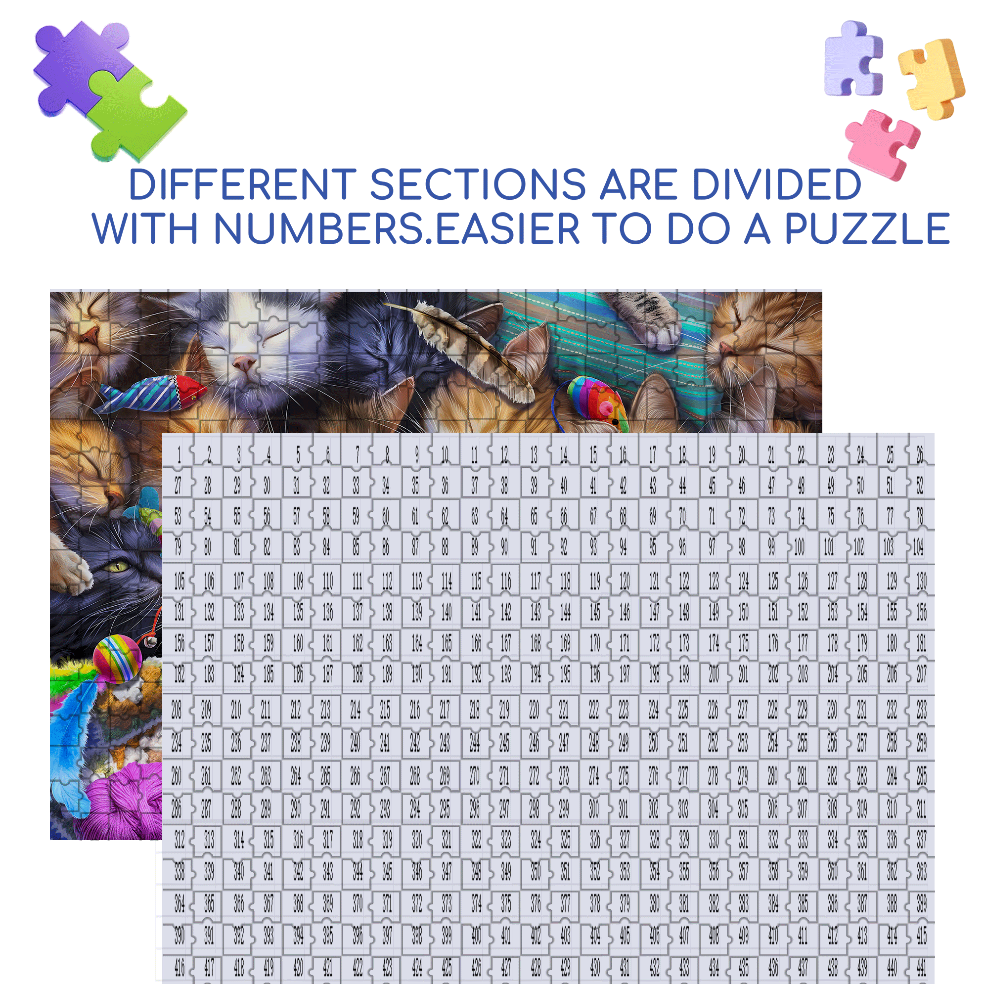 Cat Treats 500pcs/1000pcs Jigsaw Puzzle, Scratch-Resistant, Interactive Family Game & Brain-Boosting DIY Decor, Perfect for Halloween, Christmas & New Year Gifts, Family Puzzle Game