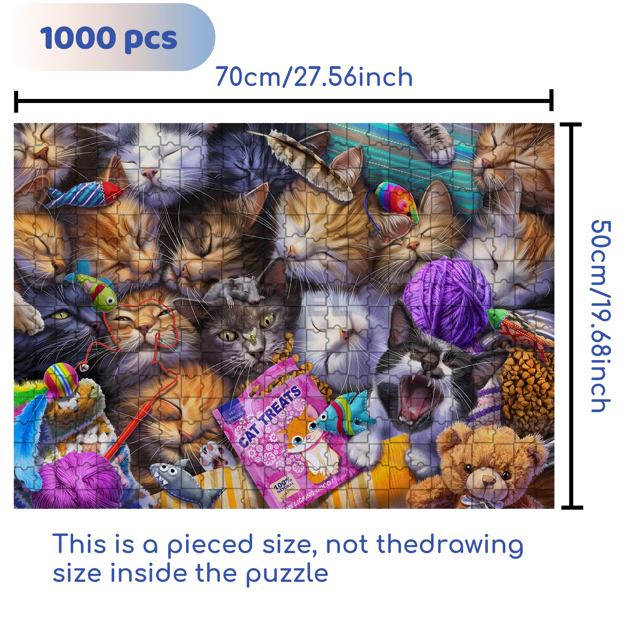 Cat Treats 500pcs/1000pcs Jigsaw Puzzle, Scratch-Resistant, Interactive Family Game & Brain-Boosting DIY Decor, Perfect for Halloween, Christmas & New Year Gifts, Family Puzzle Game