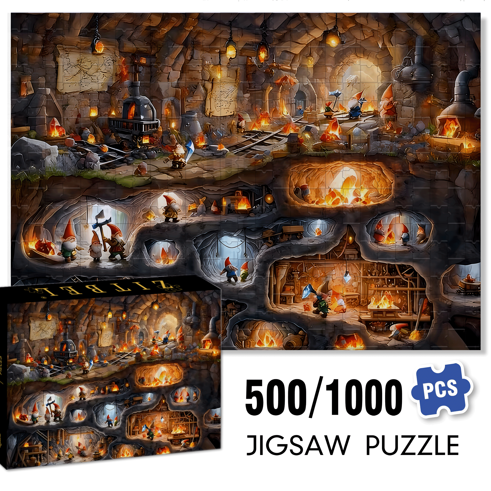 Cave Workshop 500pcs/1000pcs Jigsaw Puzzle, Scratch-Resistant, Interactive Family Game & Brain-Boosting DIY Decor, Perfect for Halloween, Christmas & New Year Gifts, Family Puzzle Game