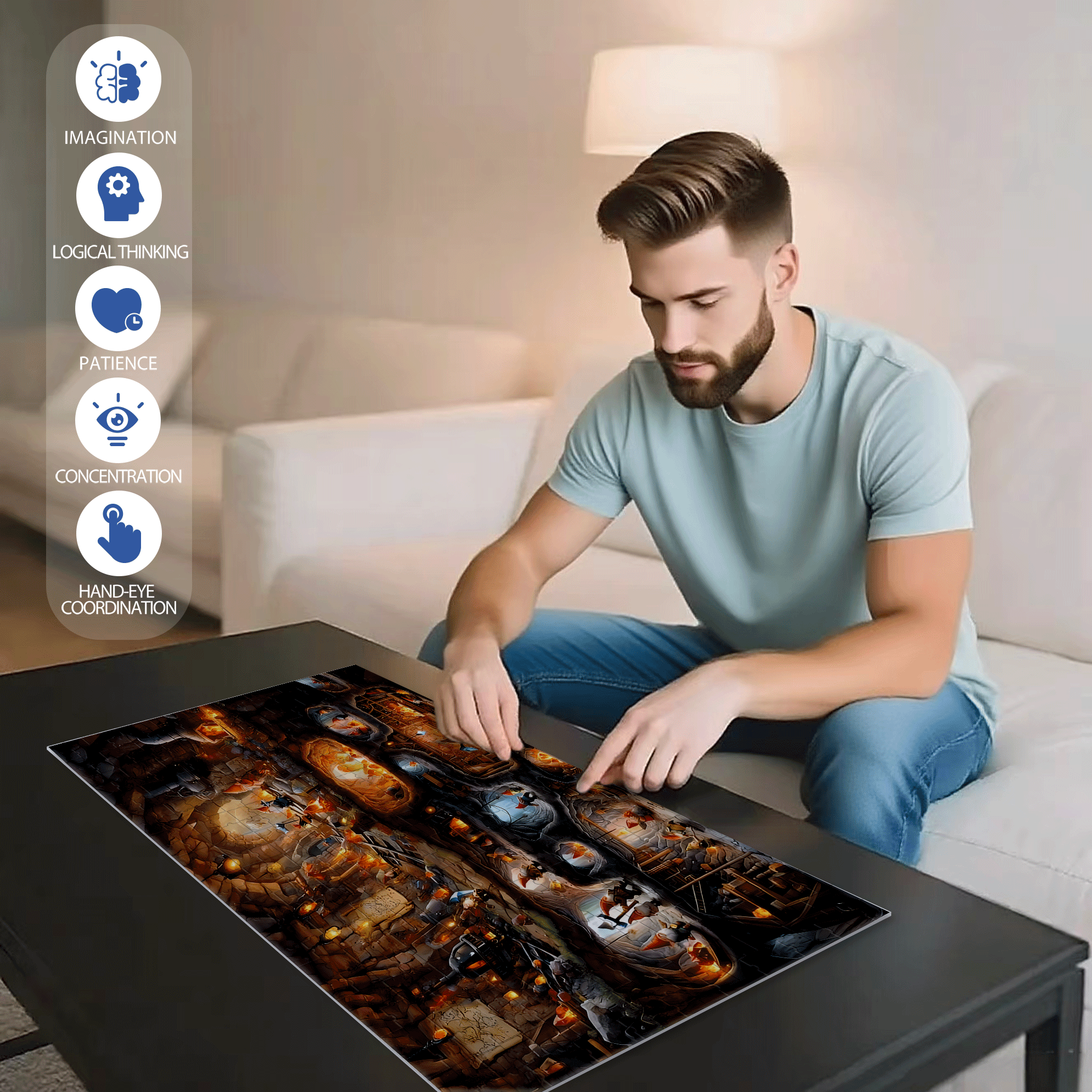 Cave Workshop 500pcs/1000pcs Jigsaw Puzzle, Scratch-Resistant, Interactive Family Game & Brain-Boosting DIY Decor, Perfect for Halloween, Christmas & New Year Gifts, Family Puzzle Game