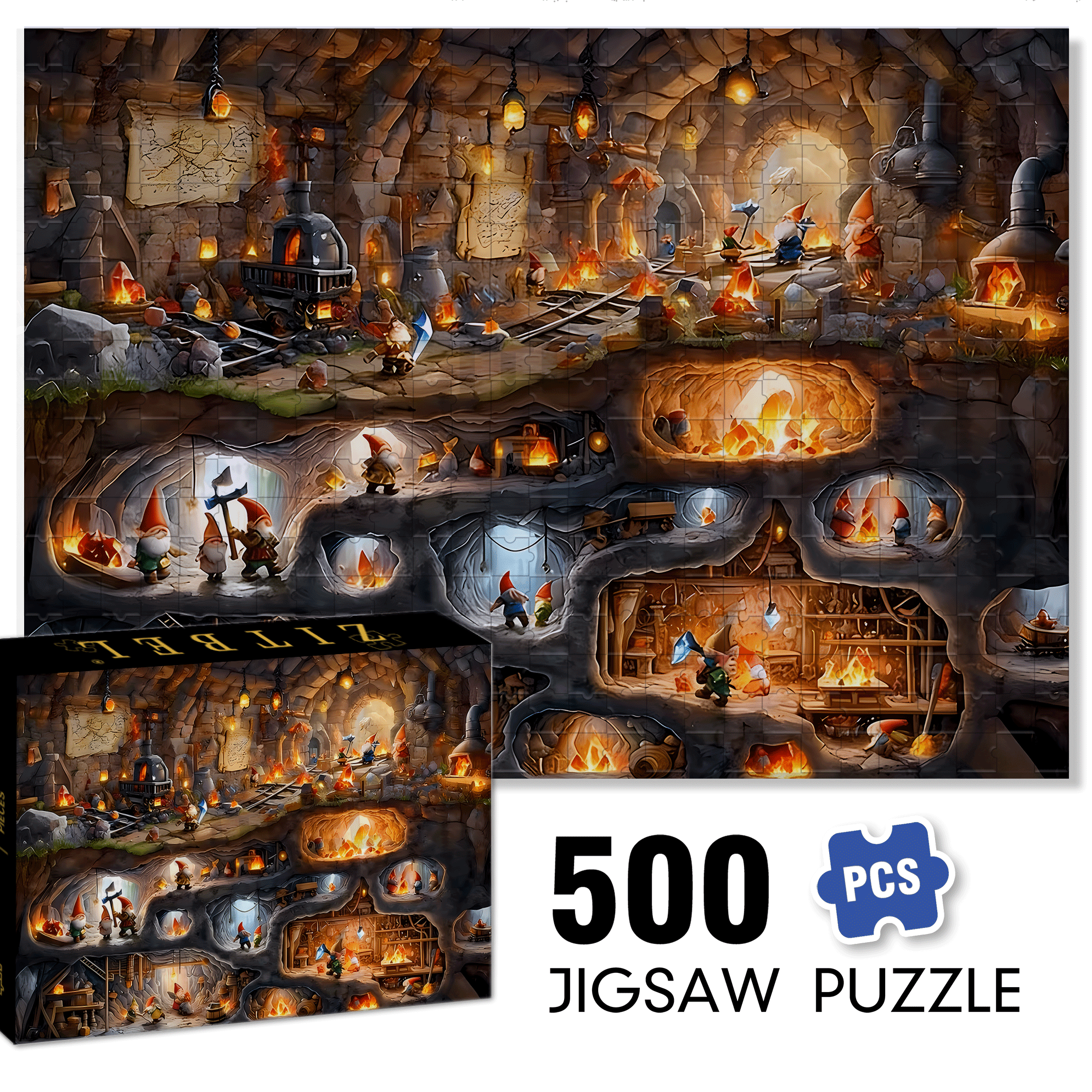 Cave Workshop 500pcs/1000pcs Jigsaw Puzzle, Scratch-Resistant, Interactive Family Game & Brain-Boosting DIY Decor, Perfect for Halloween, Christmas & New Year Gifts, Family Puzzle Game