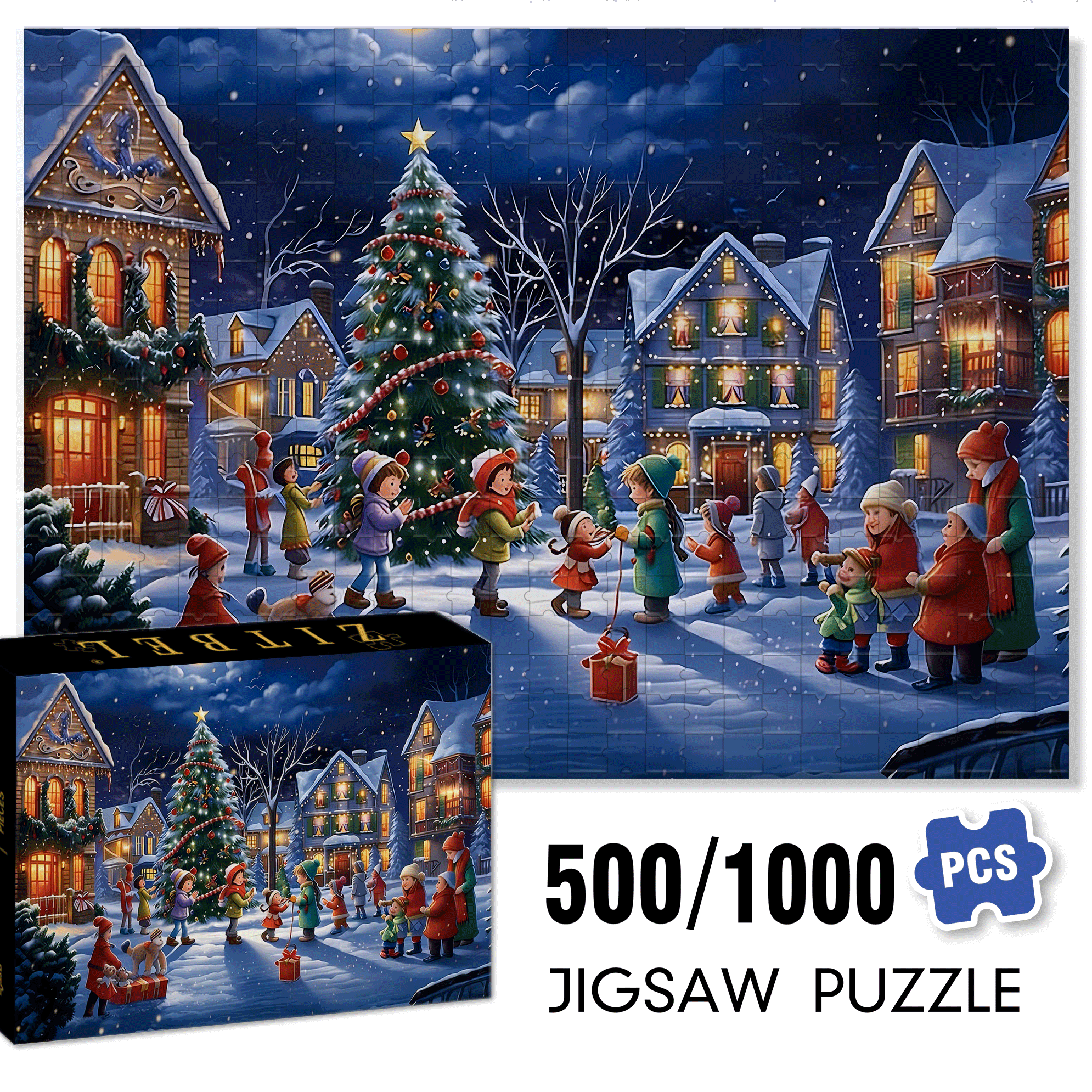 Children Playing 500pcs/1000pcs Jigsaw Puzzle, Scratch-Resistant, Interactive Family Game & Brain-Boosting DIY Decor, Perfect for Halloween, Christmas & New Year Gifts, Family Puzzle Game