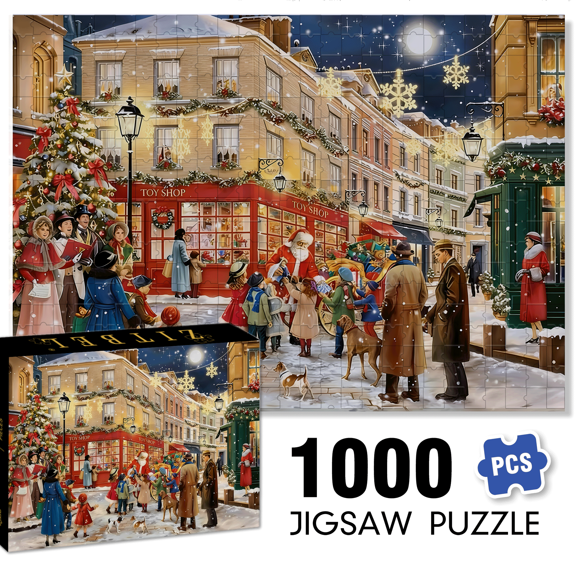 Christmas Street Toy Store 500pcs/1000pcs Jigsaw Puzzle, Scratch-Resistant, Interactive Family Game & Brain-Boosting DIY Decor, Perfect for Halloween, Christmas & New Year Gifts, Family Puzzle Game