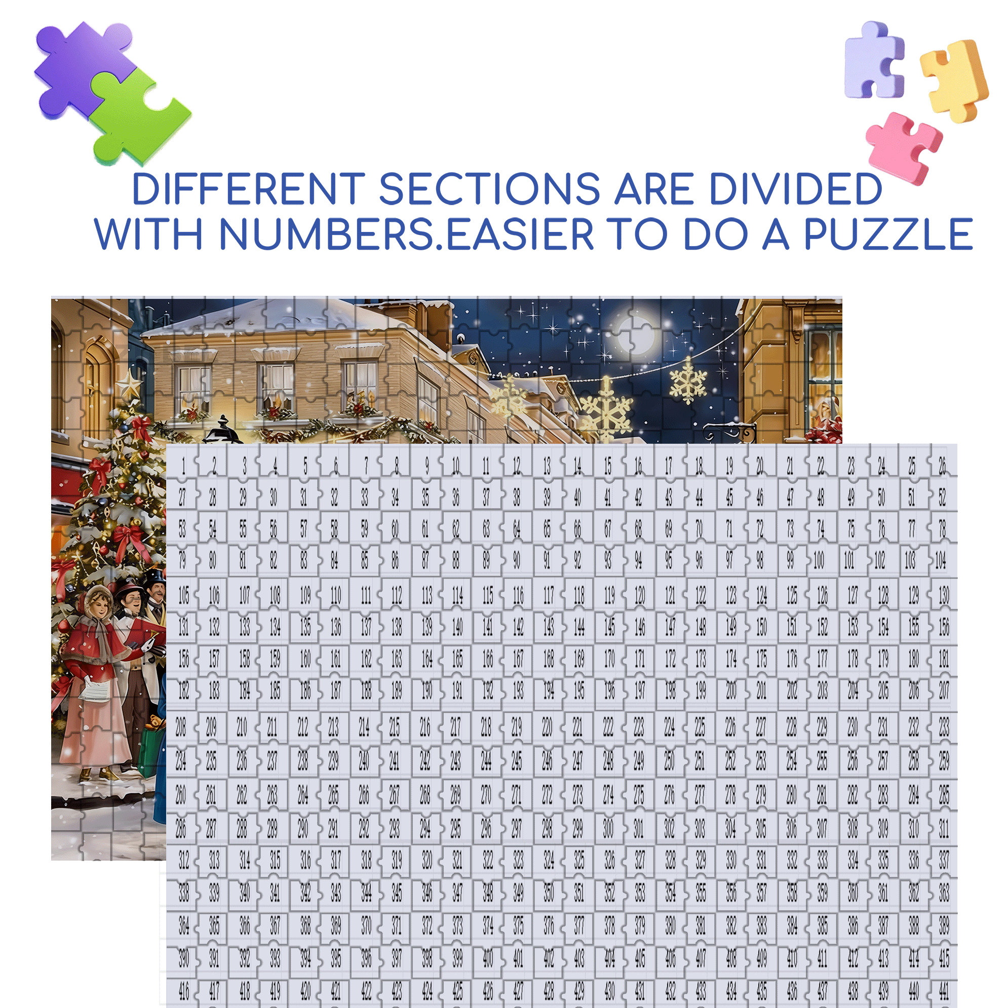Christmas Street Toy Store 500pcs/1000pcs Jigsaw Puzzle, Scratch-Resistant, Interactive Family Game & Brain-Boosting DIY Decor, Perfect for Halloween, Christmas & New Year Gifts, Family Puzzle Game