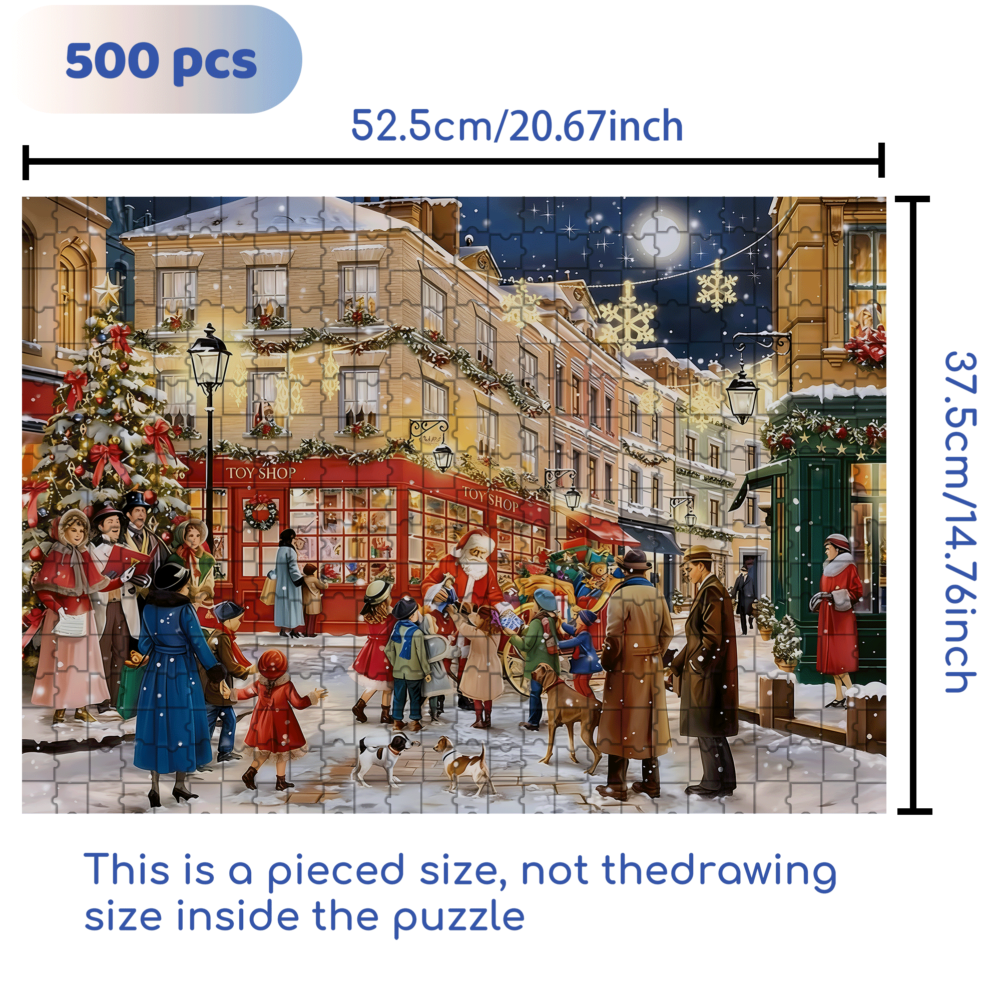 Christmas Street Toy Store 500pcs/1000pcs Jigsaw Puzzle, Scratch-Resistant, Interactive Family Game & Brain-Boosting DIY Decor, Perfect for Halloween, Christmas & New Year Gifts, Family Puzzle Game