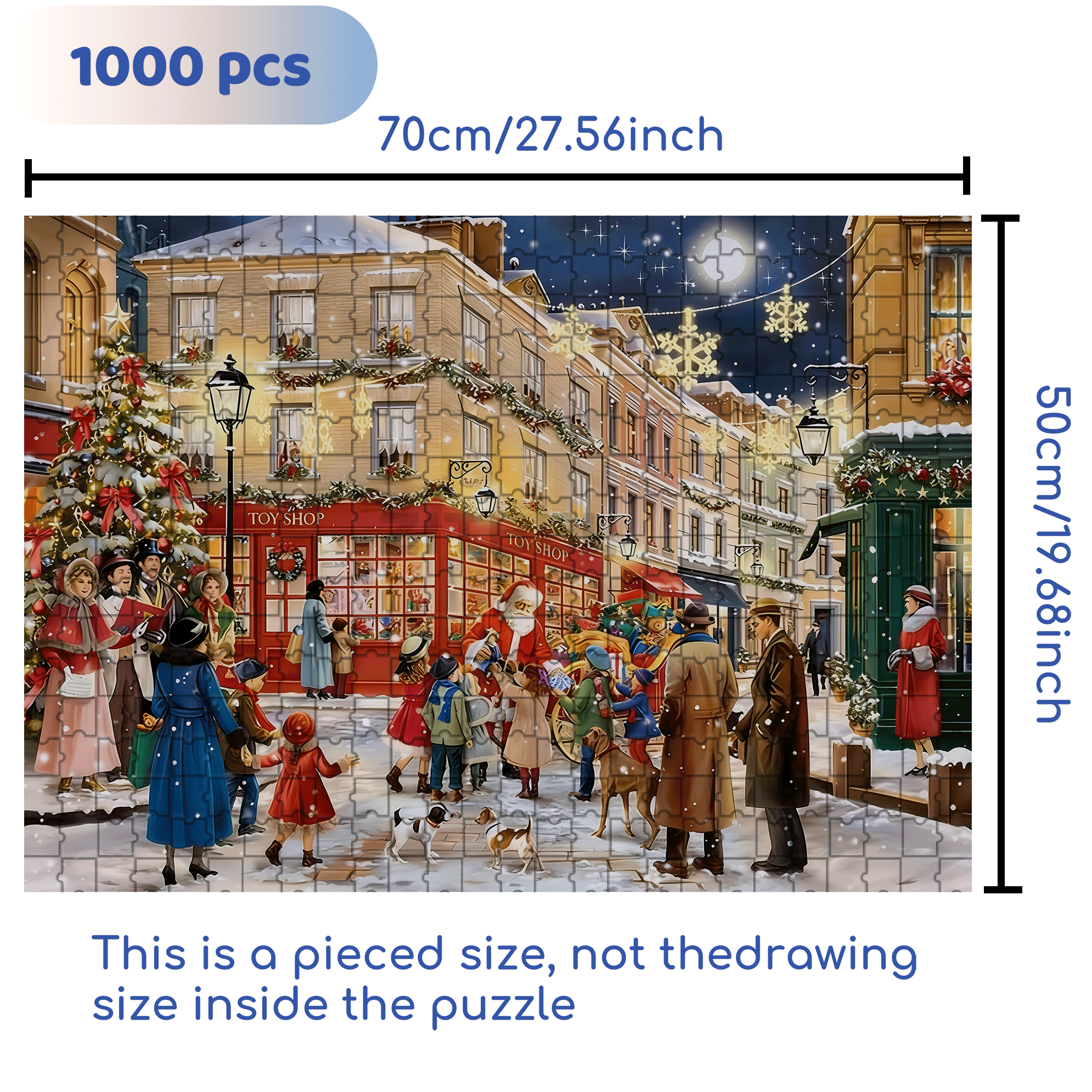 Christmas Street Toy Store 500pcs/1000pcs Jigsaw Puzzle, Scratch-Resistant, Interactive Family Game & Brain-Boosting DIY Decor, Perfect for Halloween, Christmas & New Year Gifts, Family Puzzle Game
