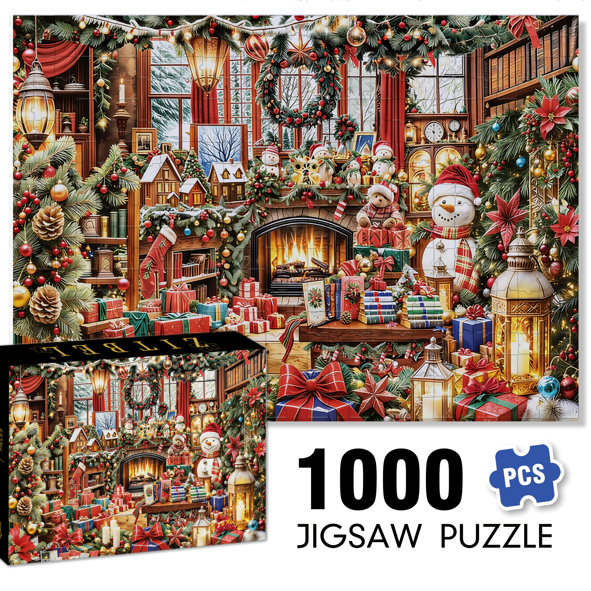 Christmas Treasures 500pcs/1000pcs Jigsaw Puzzle, Scratch-Resistant, Interactive Family Game & Brain-Boosting DIY Decor, Perfect for Halloween, Christmas & New Year Gifts, Family Puzzle Game
