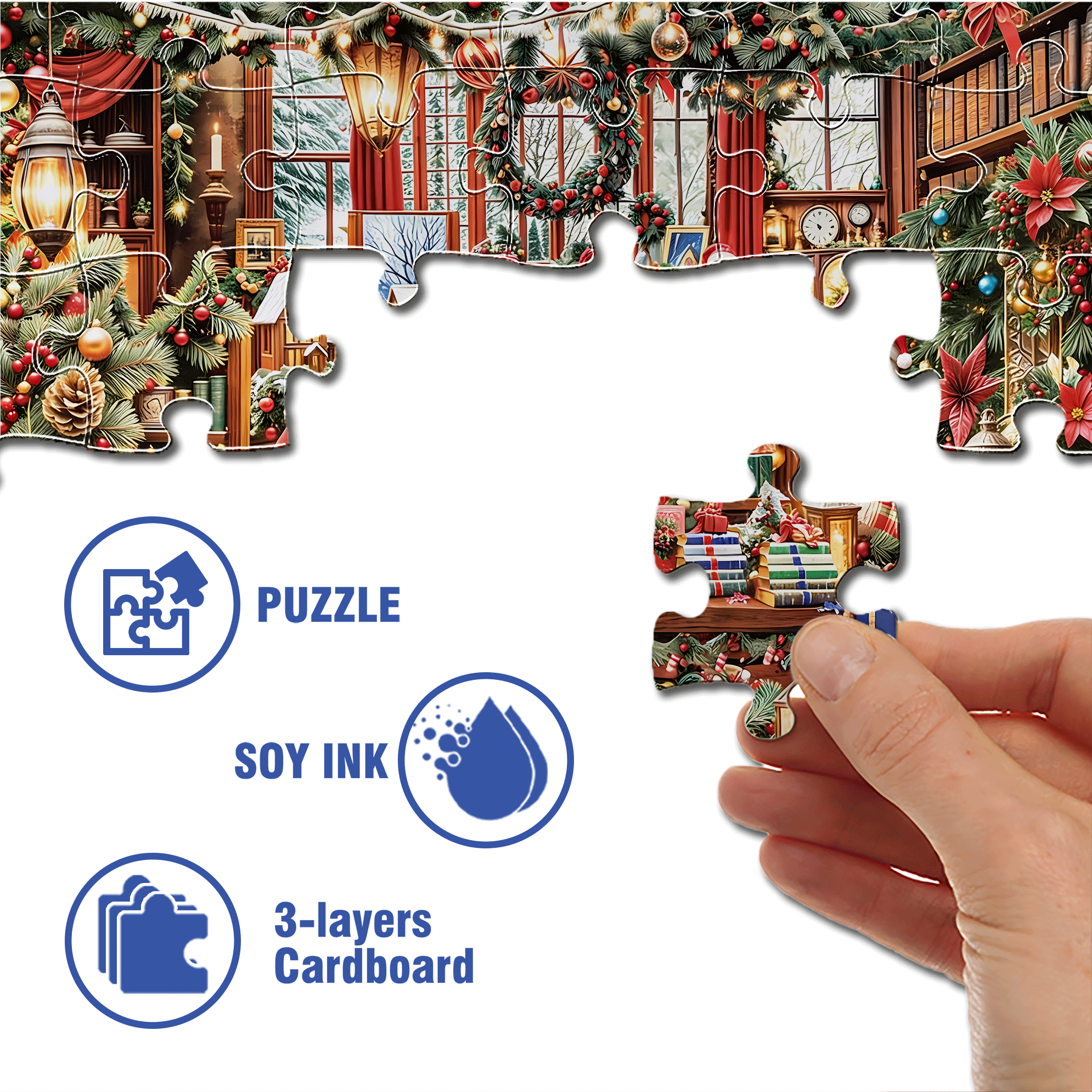 Christmas Treasures 500pcs/1000pcs Jigsaw Puzzle, Scratch-Resistant, Interactive Family Game & Brain-Boosting DIY Decor, Perfect for Halloween, Christmas & New Year Gifts, Family Puzzle Game