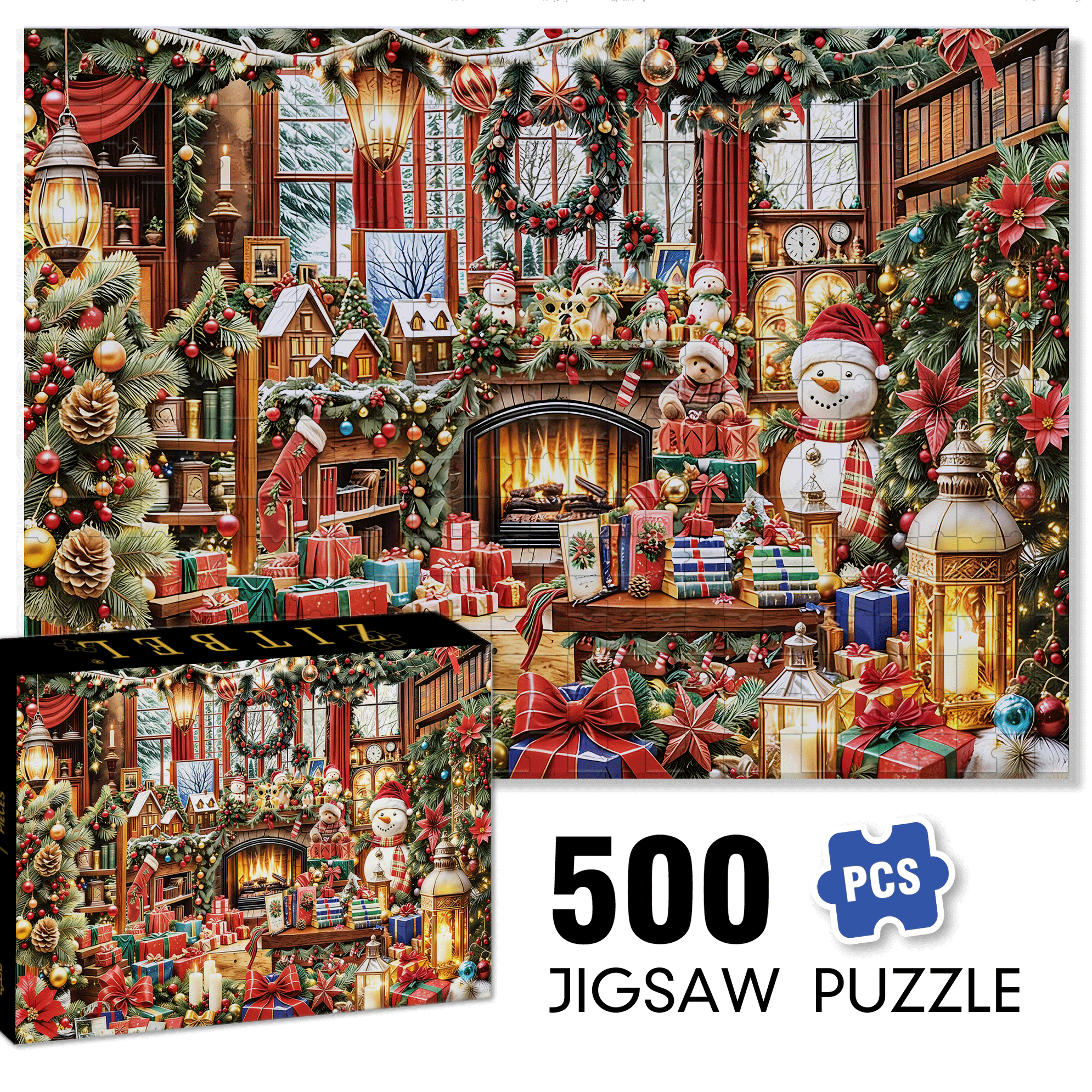 Christmas Treasures 500pcs/1000pcs Jigsaw Puzzle, Scratch-Resistant, Interactive Family Game & Brain-Boosting DIY Decor, Perfect for Halloween, Christmas & New Year Gifts, Family Puzzle Game