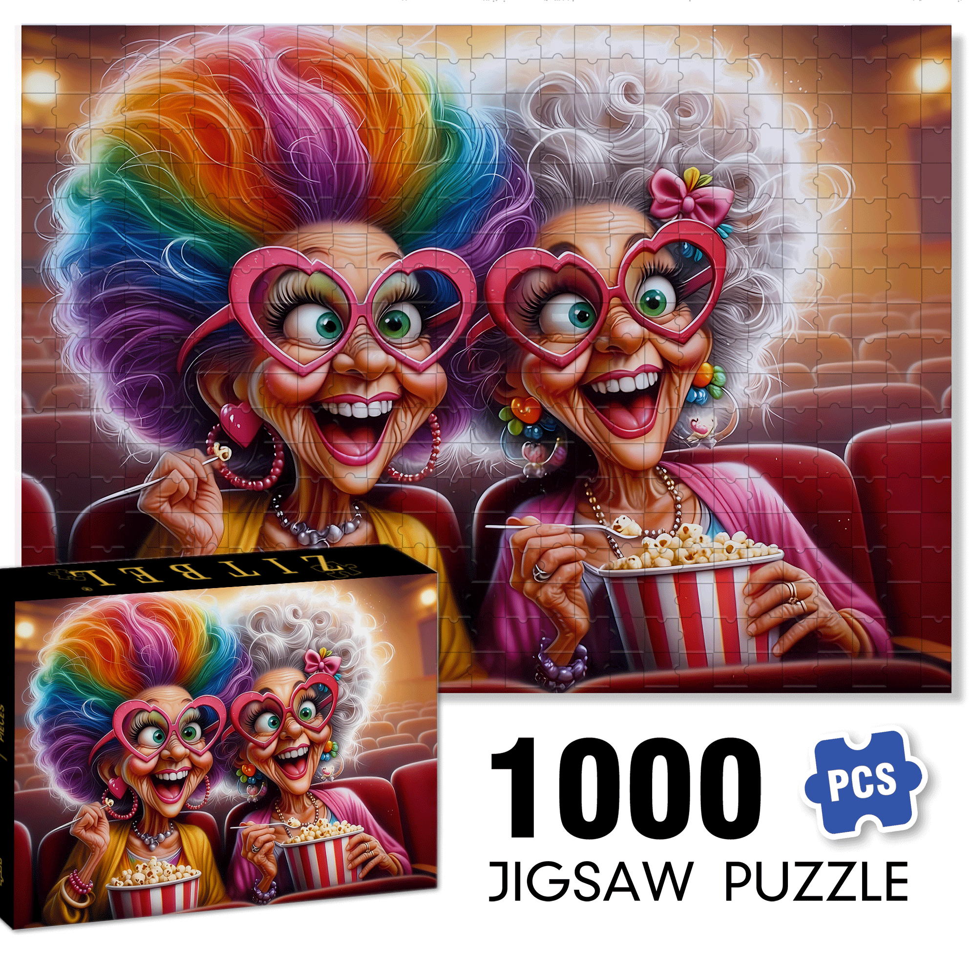 Cinema Carnival 500pcs/1000pcs Jigsaw Puzzle, Scratch-Resistant, Interactive Family Game & Brain-Boosting DIY Decor, Perfect for Halloween, Christmas & New Year Gifts, Family Puzzle Game
