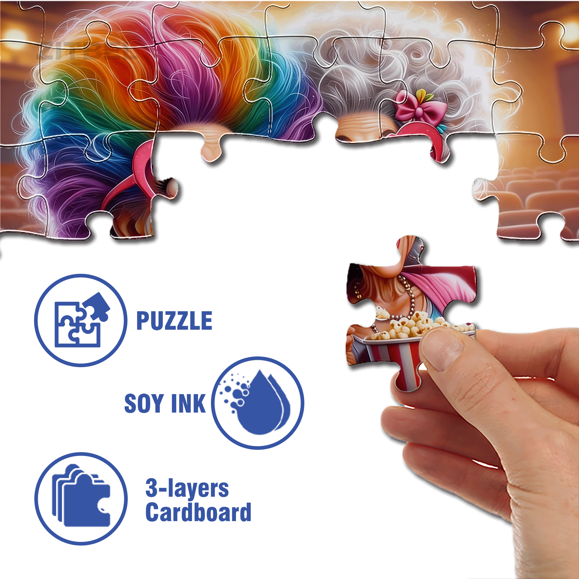Cinema Carnival 500pcs/1000pcs Jigsaw Puzzle, Scratch-Resistant, Interactive Family Game & Brain-Boosting DIY Decor, Perfect for Halloween, Christmas & New Year Gifts, Family Puzzle Game