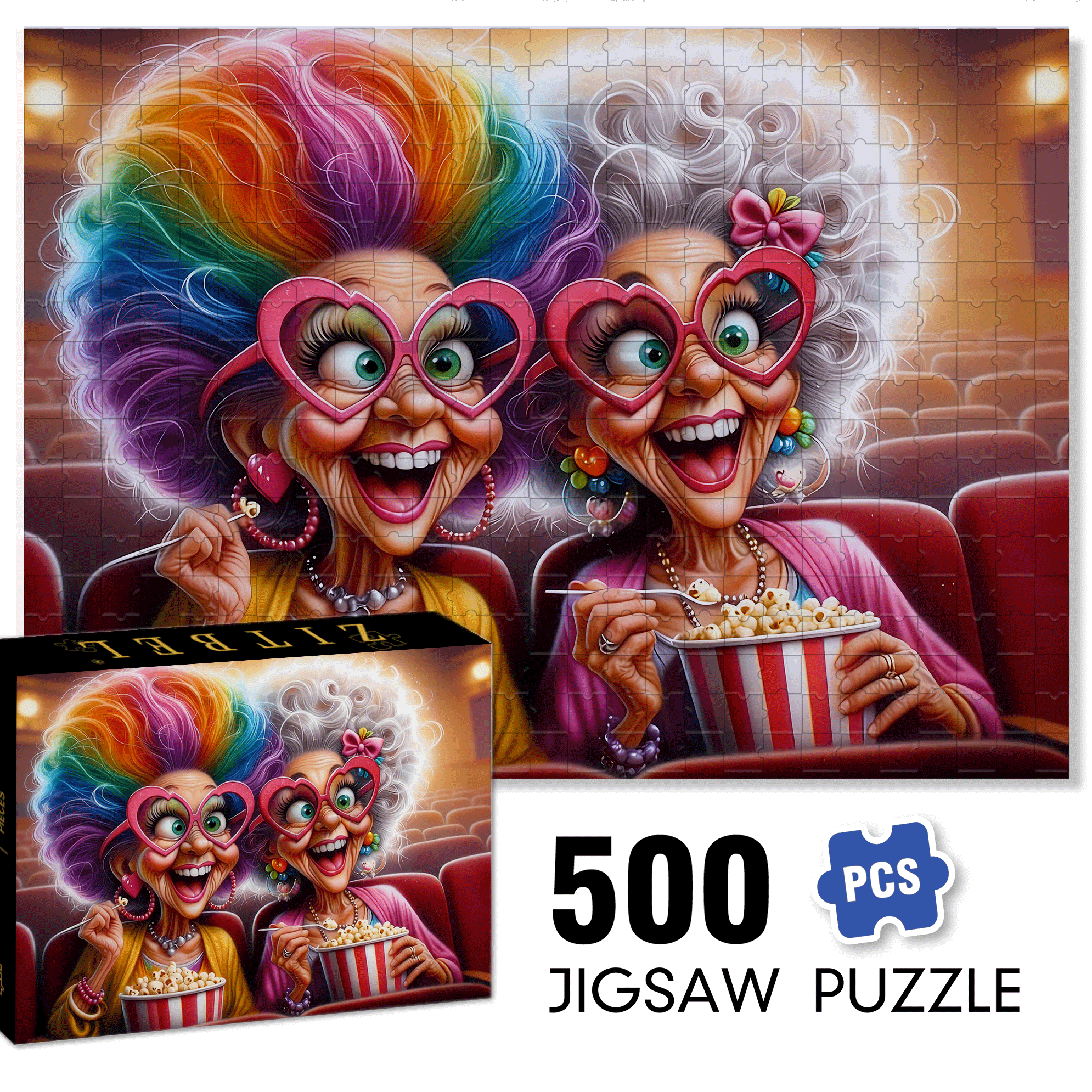 Cinema Carnival 500pcs/1000pcs Jigsaw Puzzle, Scratch-Resistant, Interactive Family Game & Brain-Boosting DIY Decor, Perfect for Halloween, Christmas & New Year Gifts, Family Puzzle Game