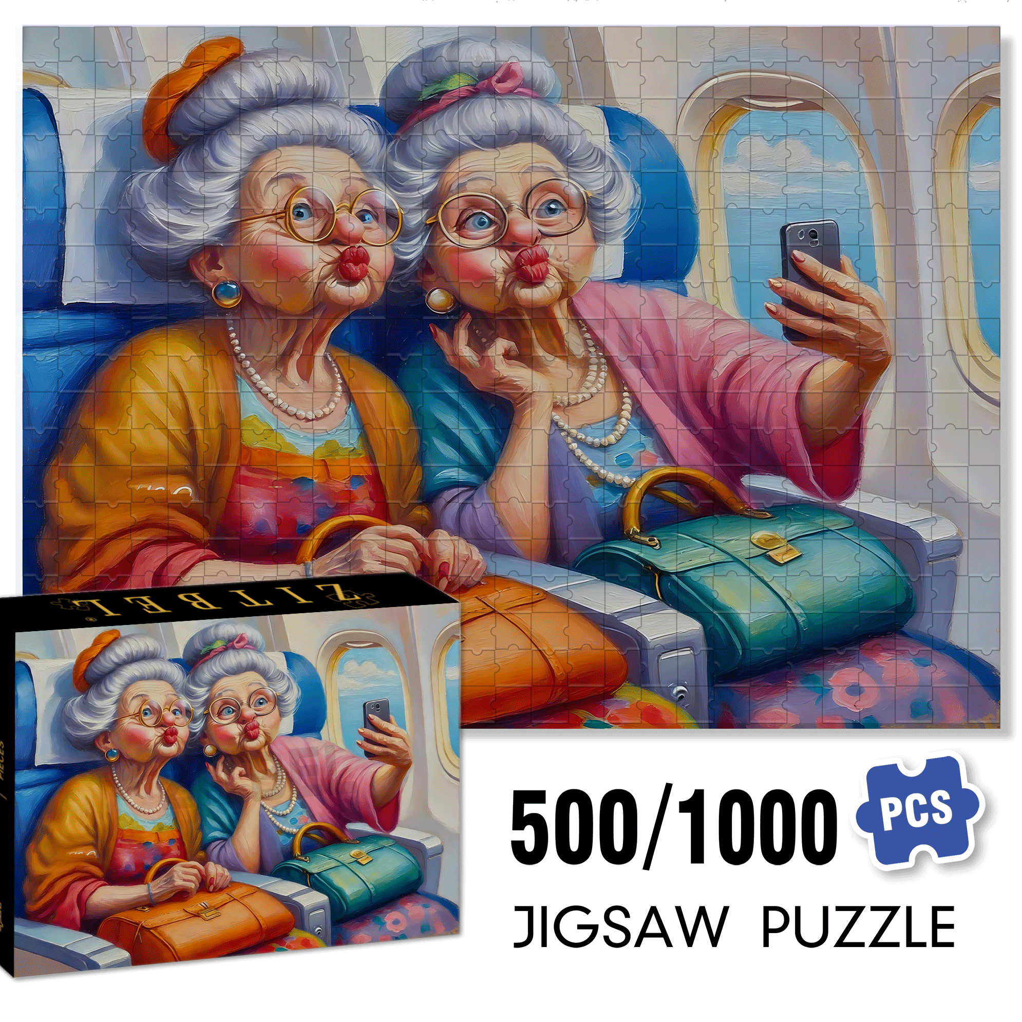 Cloud Selfie 500pcs/1000pcs Jigsaw Puzzle, Scratch-Resistant, Interactive Family Game & Brain-Boosting DIY Decor, Perfect for Halloween, Christmas & New Year Gifts, Family Puzzle Game