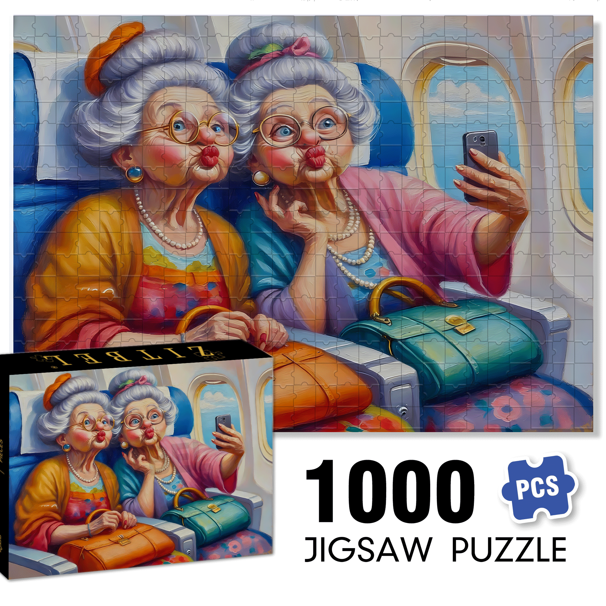 Cloud Selfie 500pcs/1000pcs Jigsaw Puzzle, Scratch-Resistant, Interactive Family Game & Brain-Boosting DIY Decor, Perfect for Halloween, Christmas & New Year Gifts, Family Puzzle Game
