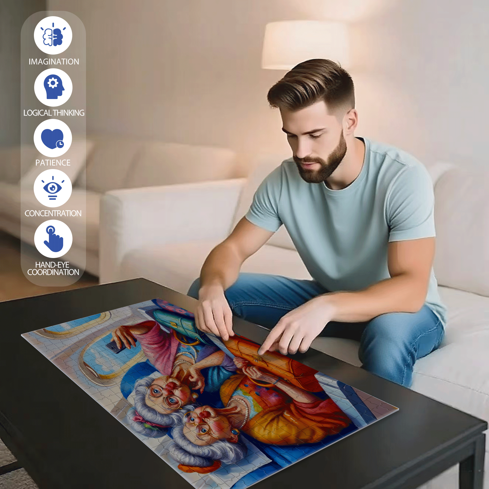 Cloud Selfie 500pcs/1000pcs Jigsaw Puzzle, Scratch-Resistant, Interactive Family Game & Brain-Boosting DIY Decor, Perfect for Halloween, Christmas & New Year Gifts, Family Puzzle Game