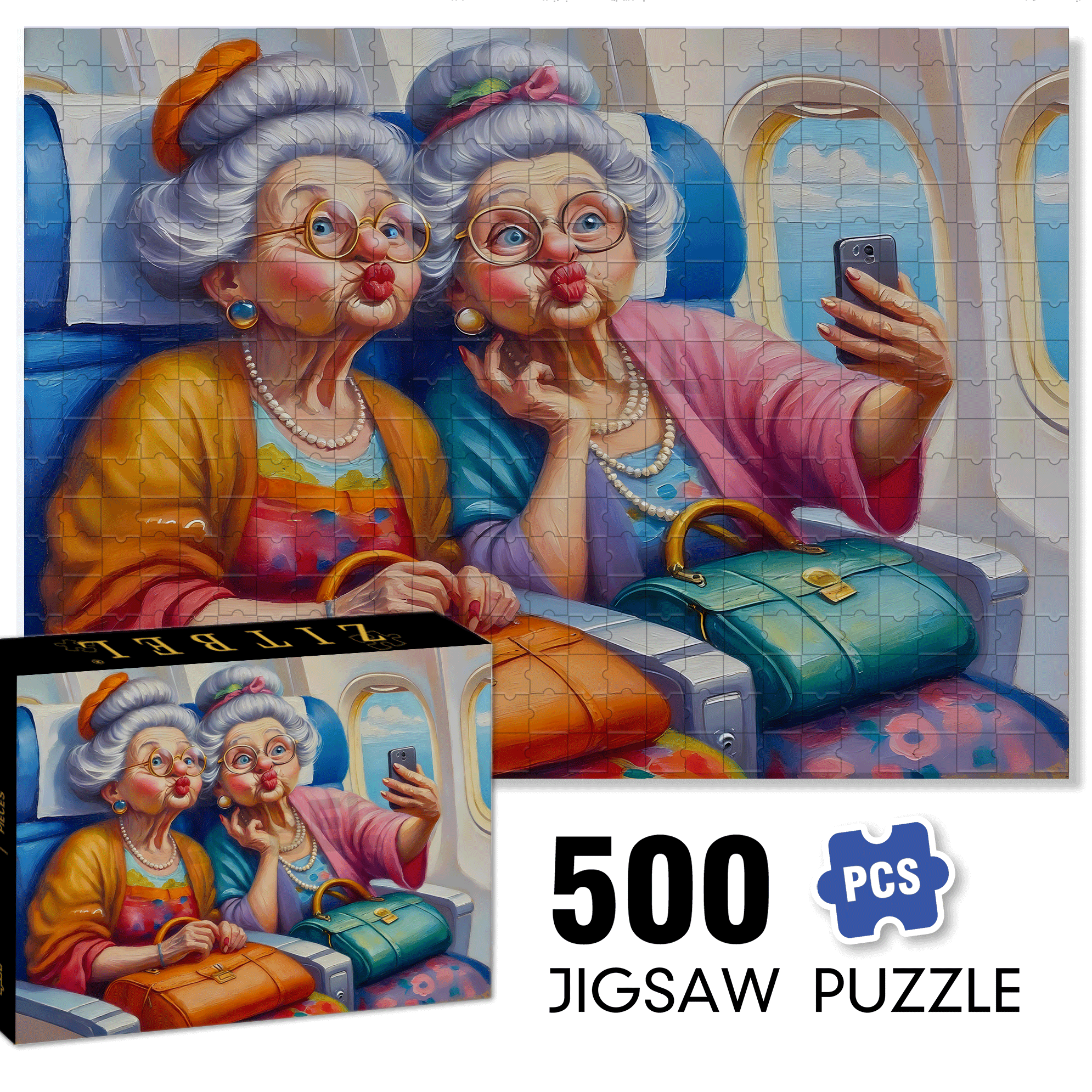 Cloud Selfie 500pcs/1000pcs Jigsaw Puzzle, Scratch-Resistant, Interactive Family Game & Brain-Boosting DIY Decor, Perfect for Halloween, Christmas & New Year Gifts, Family Puzzle Game