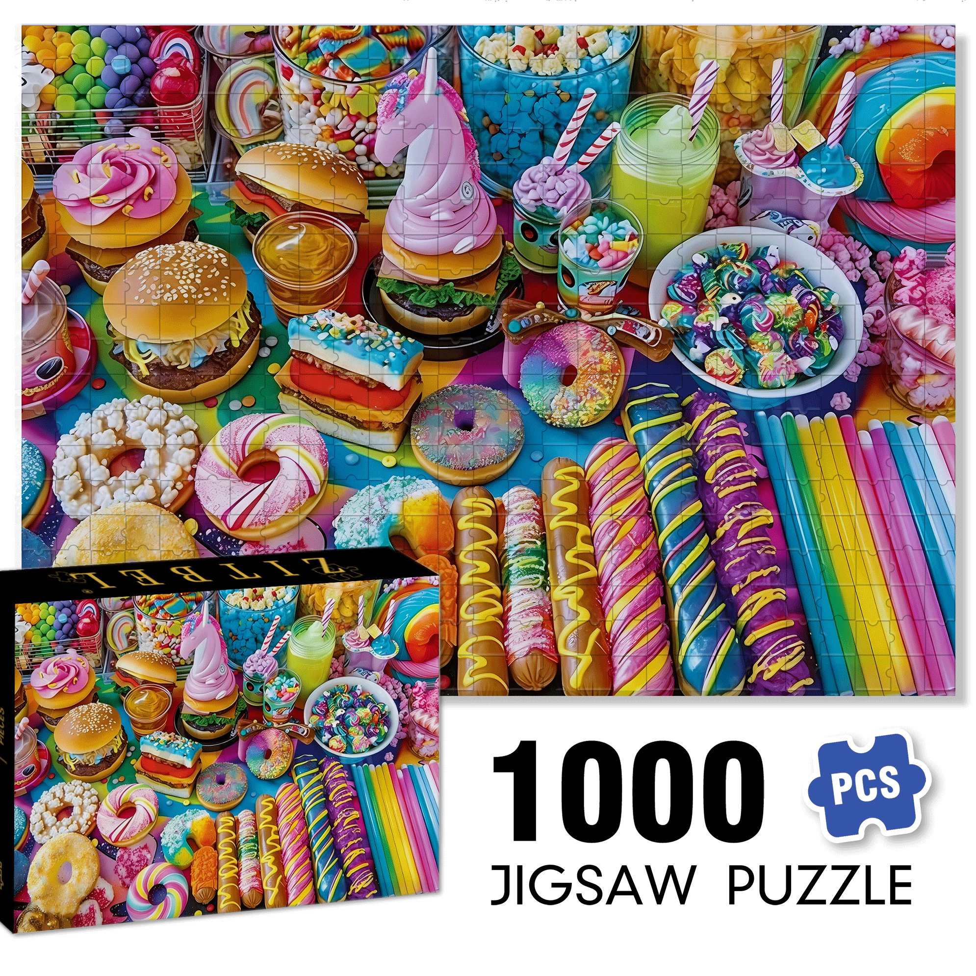 Colorful Candy Party 500pcs/1000pcs Jigsaw Puzzle, Scratch-Resistant, Interactive Family Game & Brain-Boosting DIY Decor, Perfect for Halloween, Christmas & New Year Gifts, Family Puzzle Game