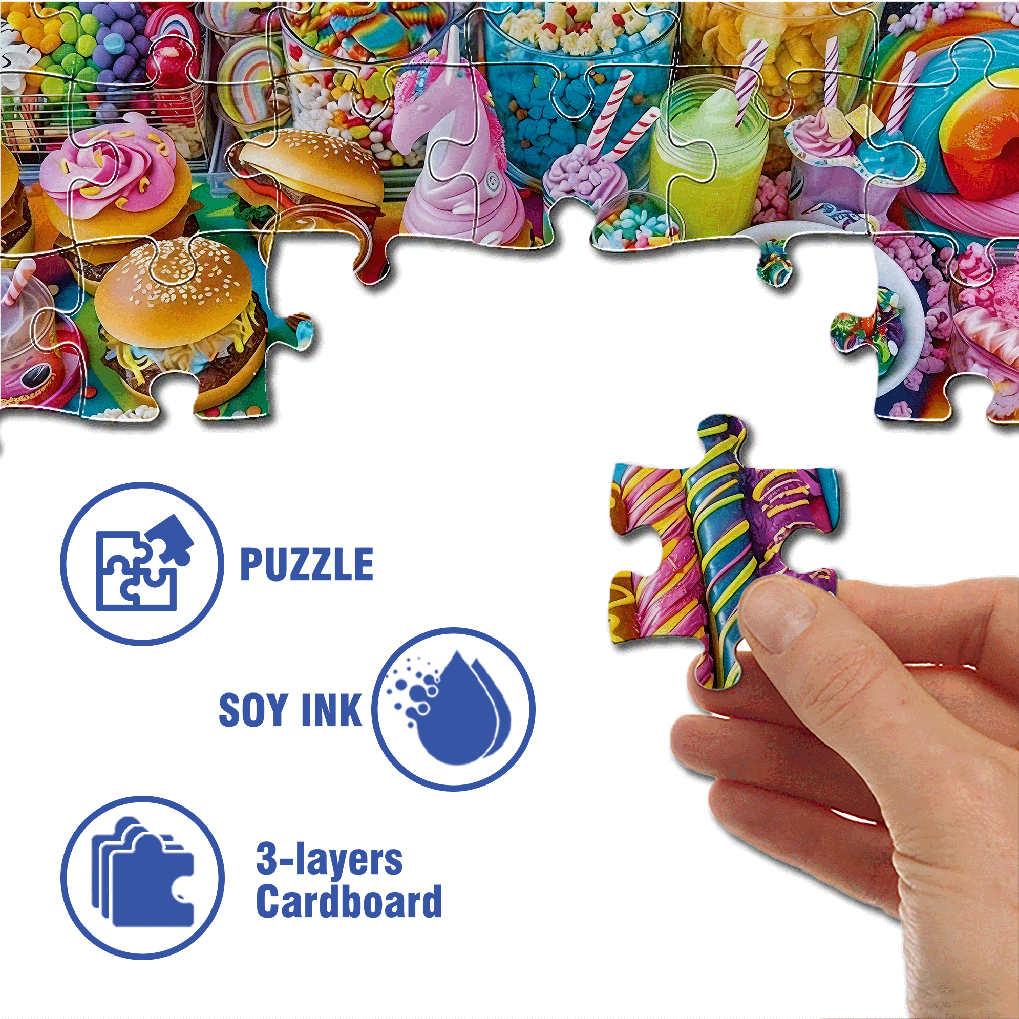 Colorful Candy Party 500pcs/1000pcs Jigsaw Puzzle, Scratch-Resistant, Interactive Family Game & Brain-Boosting DIY Decor, Perfect for Halloween, Christmas & New Year Gifts, Family Puzzle Game