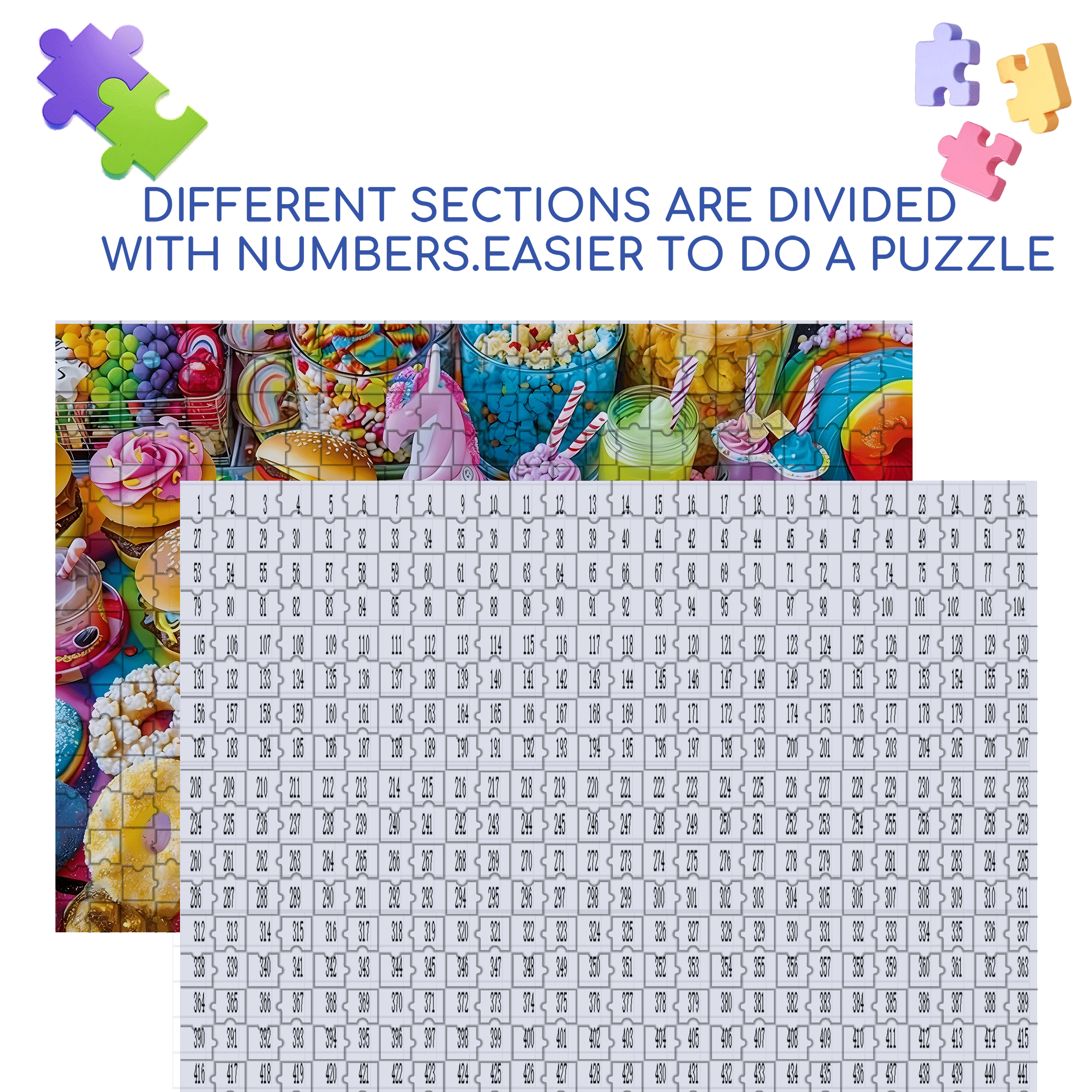 Colorful Candy Party 500pcs/1000pcs Jigsaw Puzzle, Scratch-Resistant, Interactive Family Game & Brain-Boosting DIY Decor, Perfect for Halloween, Christmas & New Year Gifts, Family Puzzle Game
