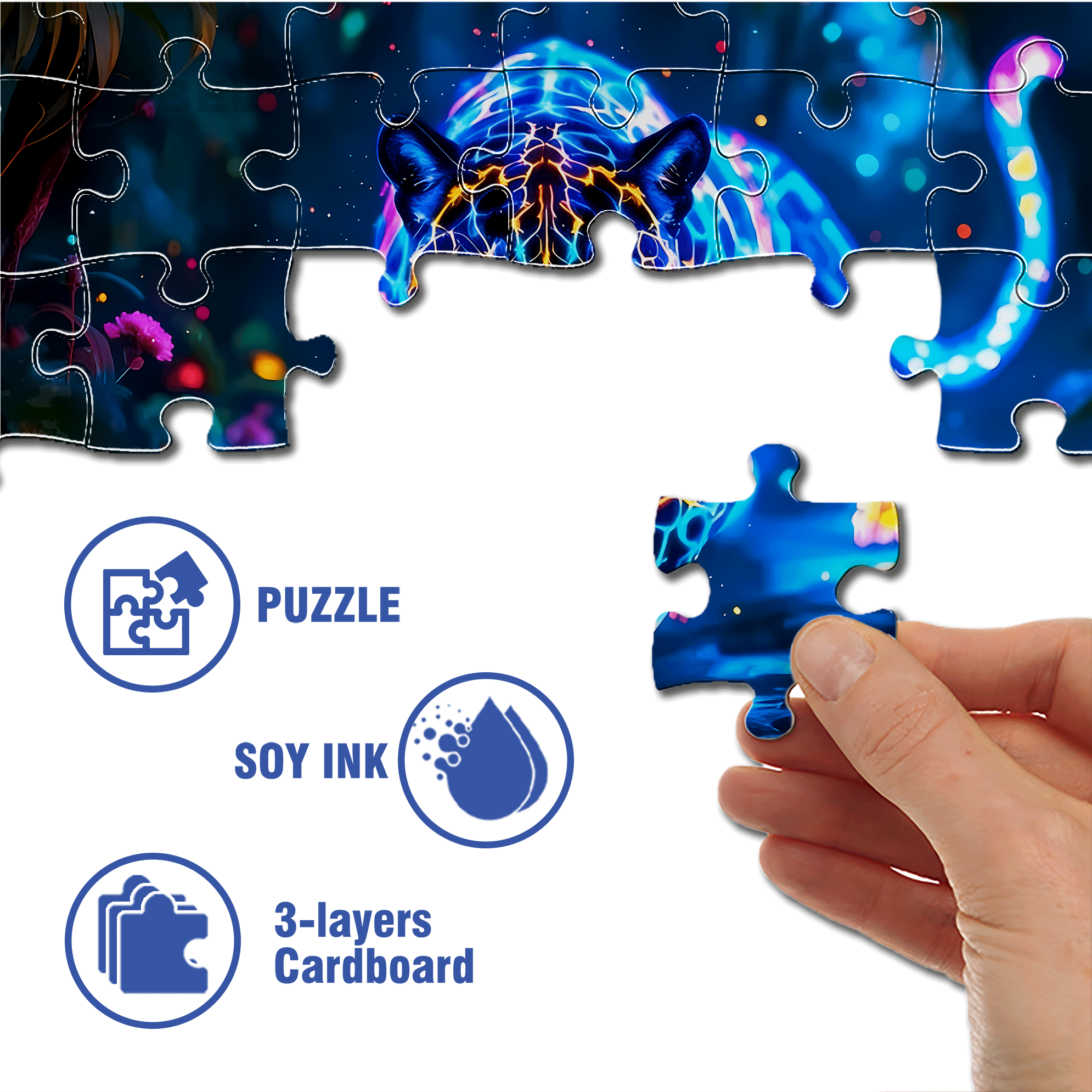 Colorful Leopard 500pcs/1000pcs Jigsaw Puzzle, Scratch-Resistant, Interactive Family Game & Brain-Boosting DIY Decor, Perfect for Halloween, Christmas & New Year Gifts, Family Puzzle Game