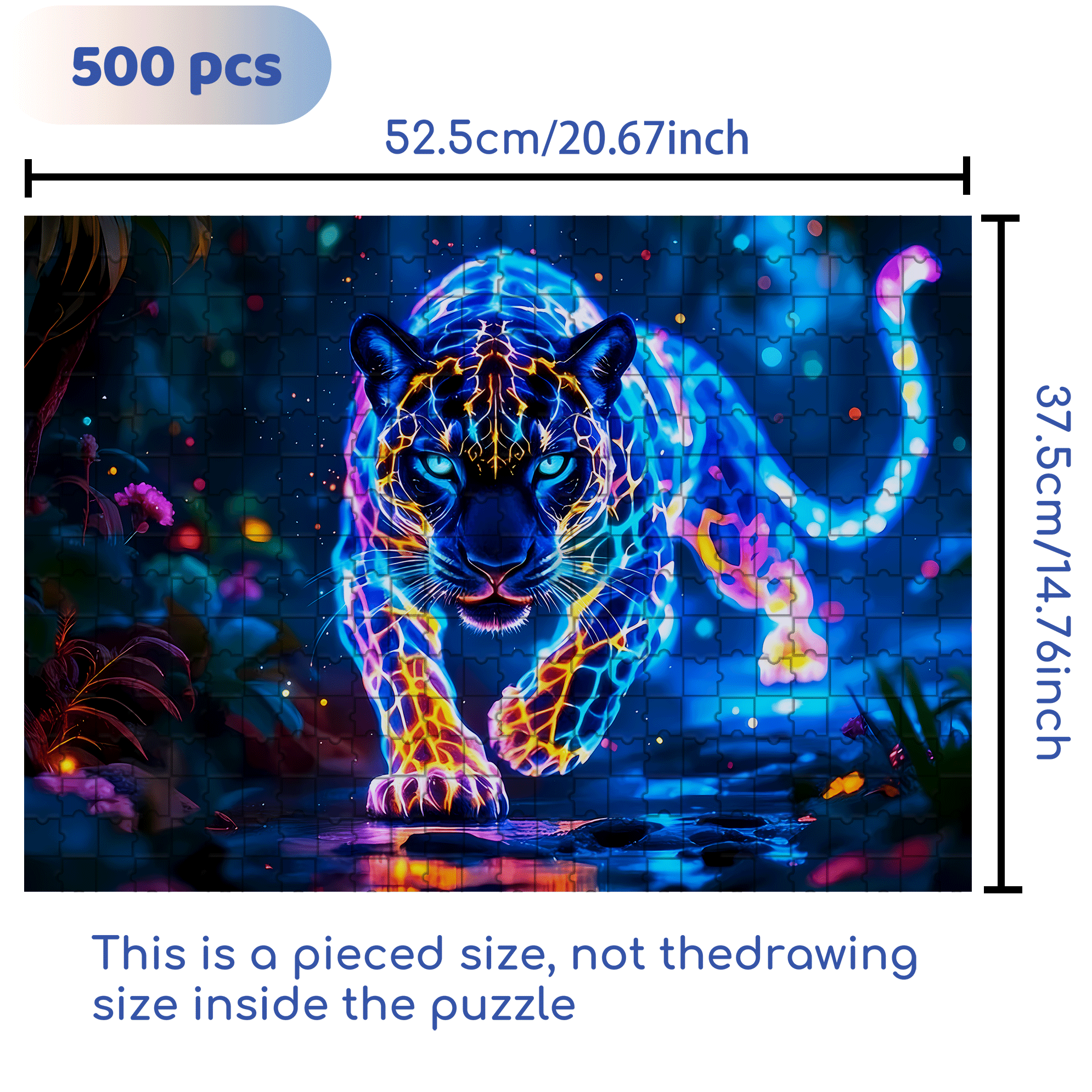 Colorful Leopard 500pcs/1000pcs Jigsaw Puzzle, Scratch-Resistant, Interactive Family Game & Brain-Boosting DIY Decor, Perfect for Halloween, Christmas & New Year Gifts, Family Puzzle Game