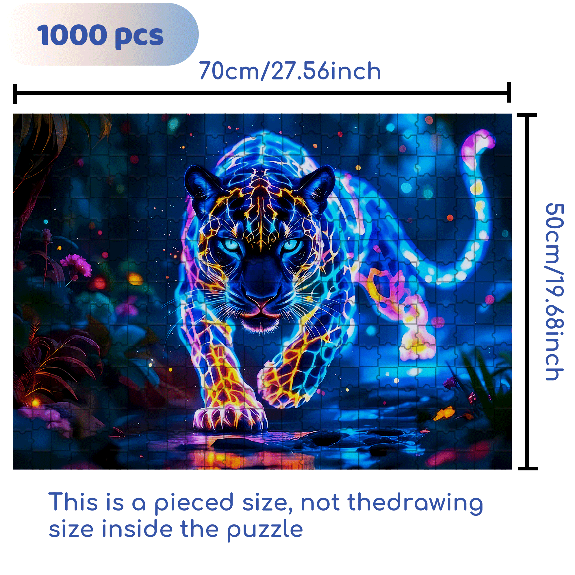 Colorful Leopard 500pcs/1000pcs Jigsaw Puzzle, Scratch-Resistant, Interactive Family Game & Brain-Boosting DIY Decor, Perfect for Halloween, Christmas & New Year Gifts, Family Puzzle Game