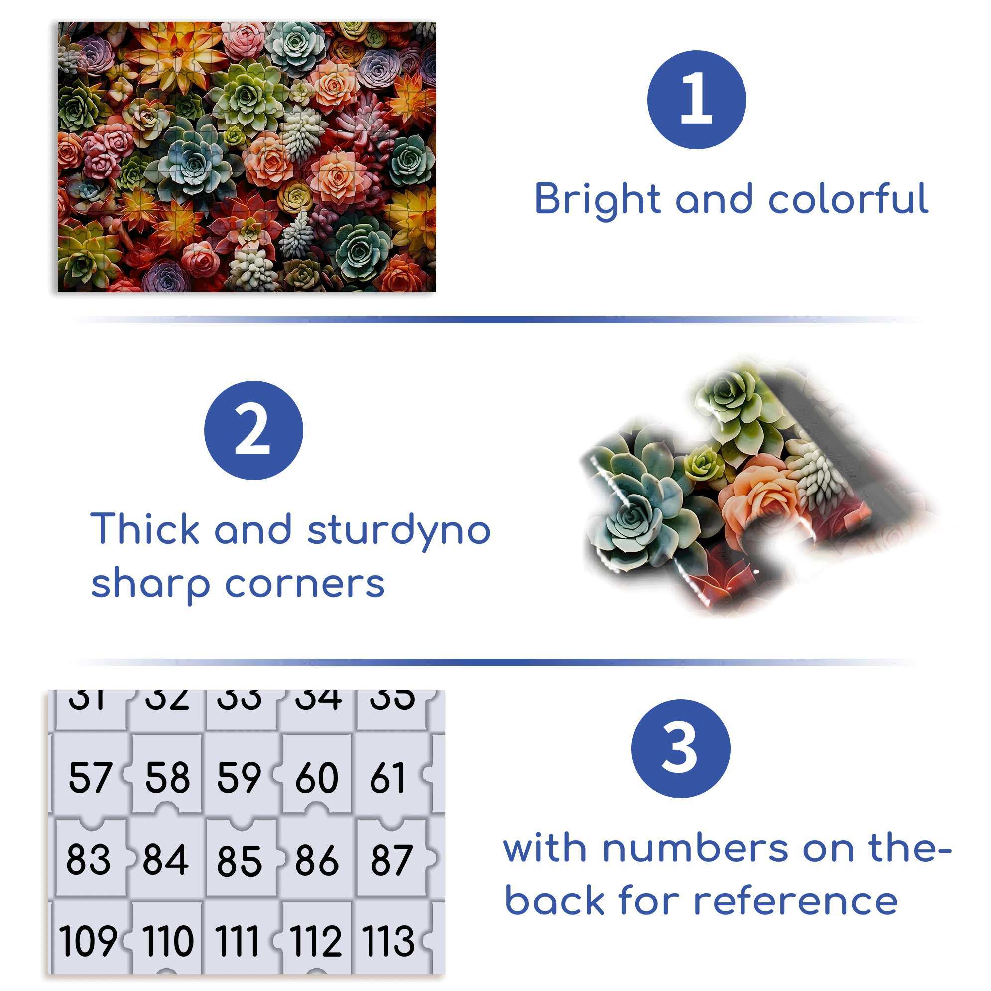 Colorful Succulent Plants 500pcs/1000pcs Jigsaw Puzzle, Scratch-Resistant, Interactive Family Game & Brain-Boosting DIY Decor, Perfect for Halloween, Christmas & New Year Gifts, Family Puzzle Game