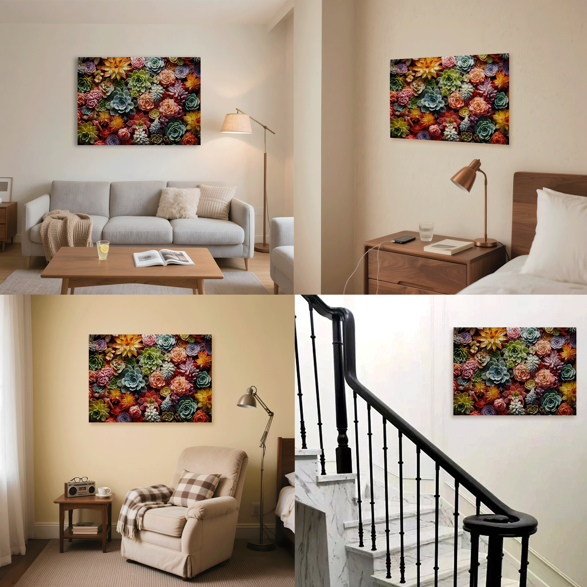 Colorful Succulent Plants 500pcs/1000pcs Jigsaw Puzzle, Scratch-Resistant, Interactive Family Game & Brain-Boosting DIY Decor, Perfect for Halloween, Christmas & New Year Gifts, Family Puzzle Game