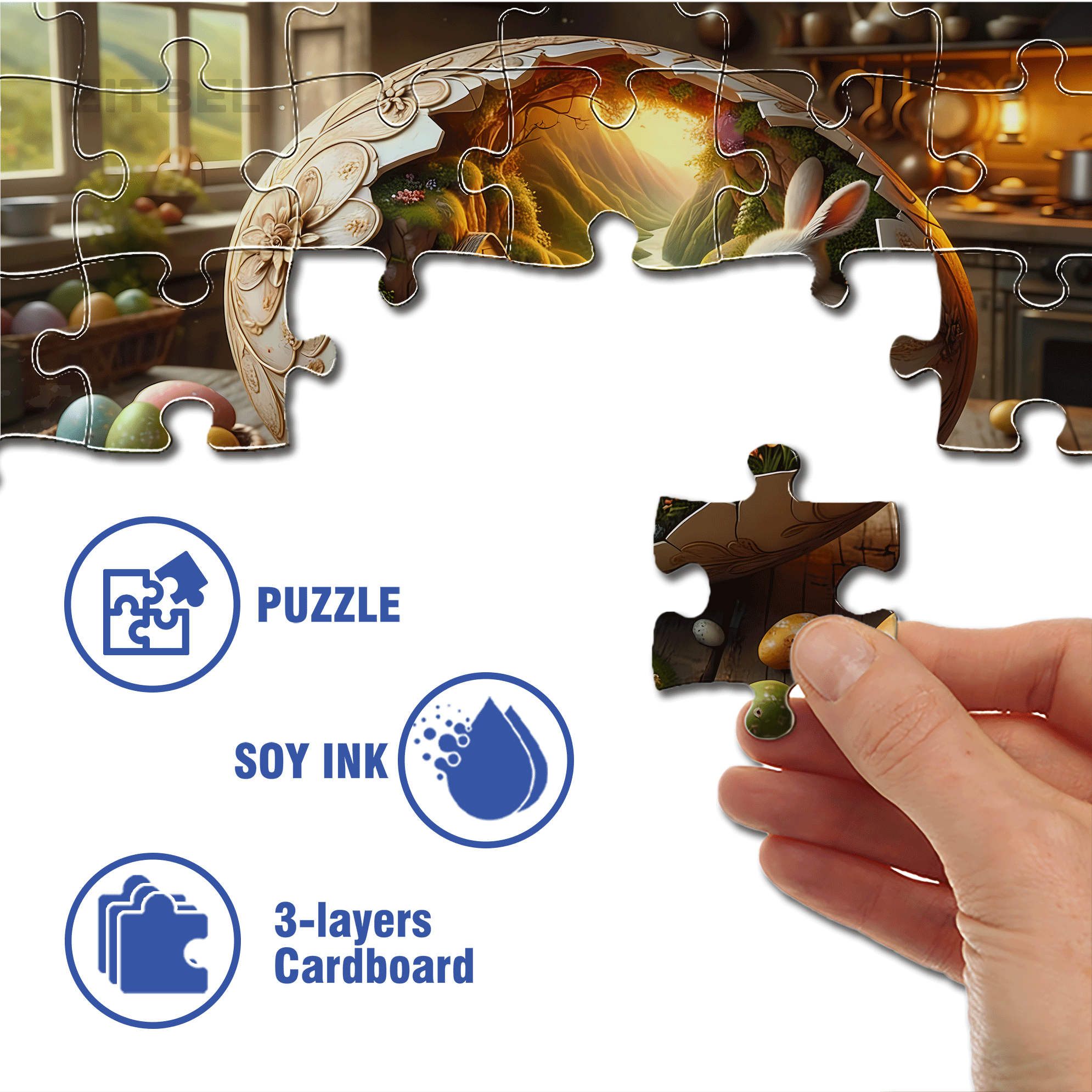 Easter Bunny Paradise 500pcs/1000pcs Jigsaw Puzzle, Scratch-Resistant, Interactive Family Game & Brain-Boosting DIY Decor, Perfect for Halloween, Christmas & New Year Gifts, Family Puzzle Game