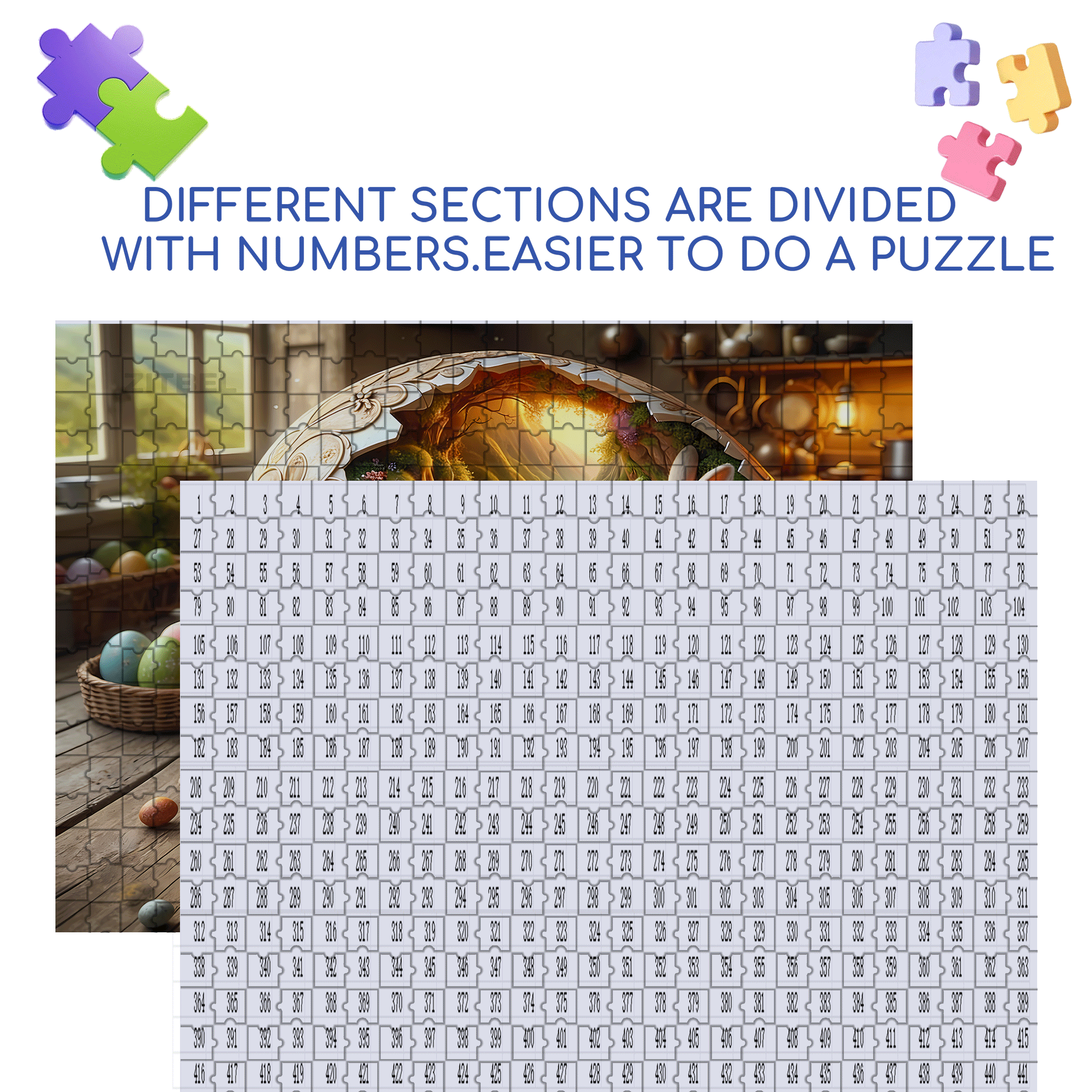 Easter Bunny Paradise 500pcs/1000pcs Jigsaw Puzzle, Scratch-Resistant, Interactive Family Game & Brain-Boosting DIY Decor, Perfect for Halloween, Christmas & New Year Gifts, Family Puzzle Game