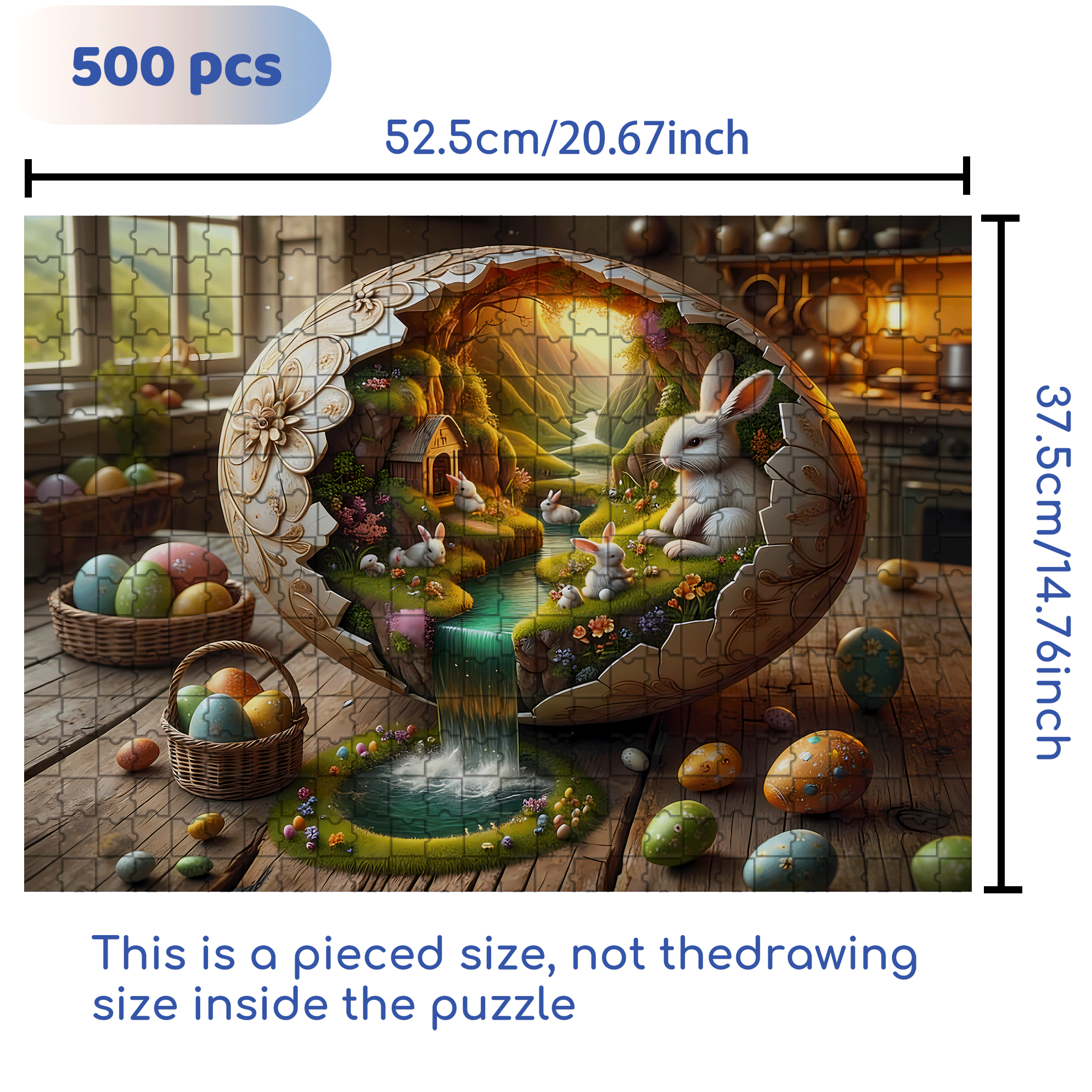 Easter Bunny Paradise 500pcs/1000pcs Jigsaw Puzzle, Scratch-Resistant, Interactive Family Game & Brain-Boosting DIY Decor, Perfect for Halloween, Christmas & New Year Gifts, Family Puzzle Game