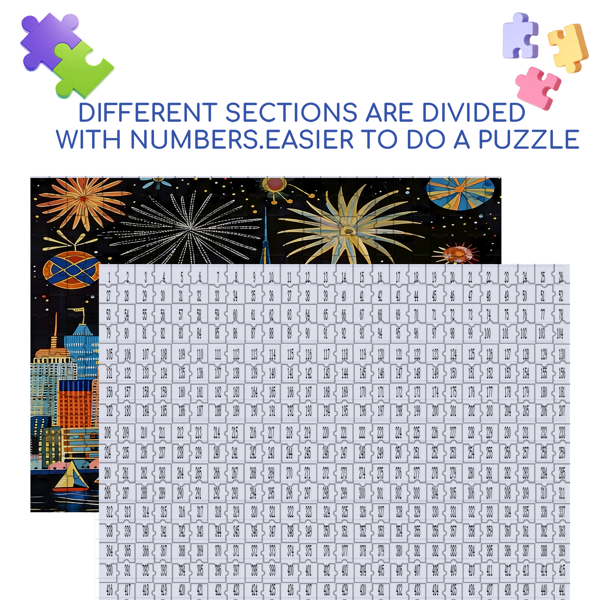 Fireworks In The Bustling City 500pcs/1000pcs Jigsaw Puzzle, Scratch-Resistant, Interactive Family Game & Brain-Boosting DIY Decor, Perfect for Halloween, Christmas & New Year Gifts, Family Puzzle Game