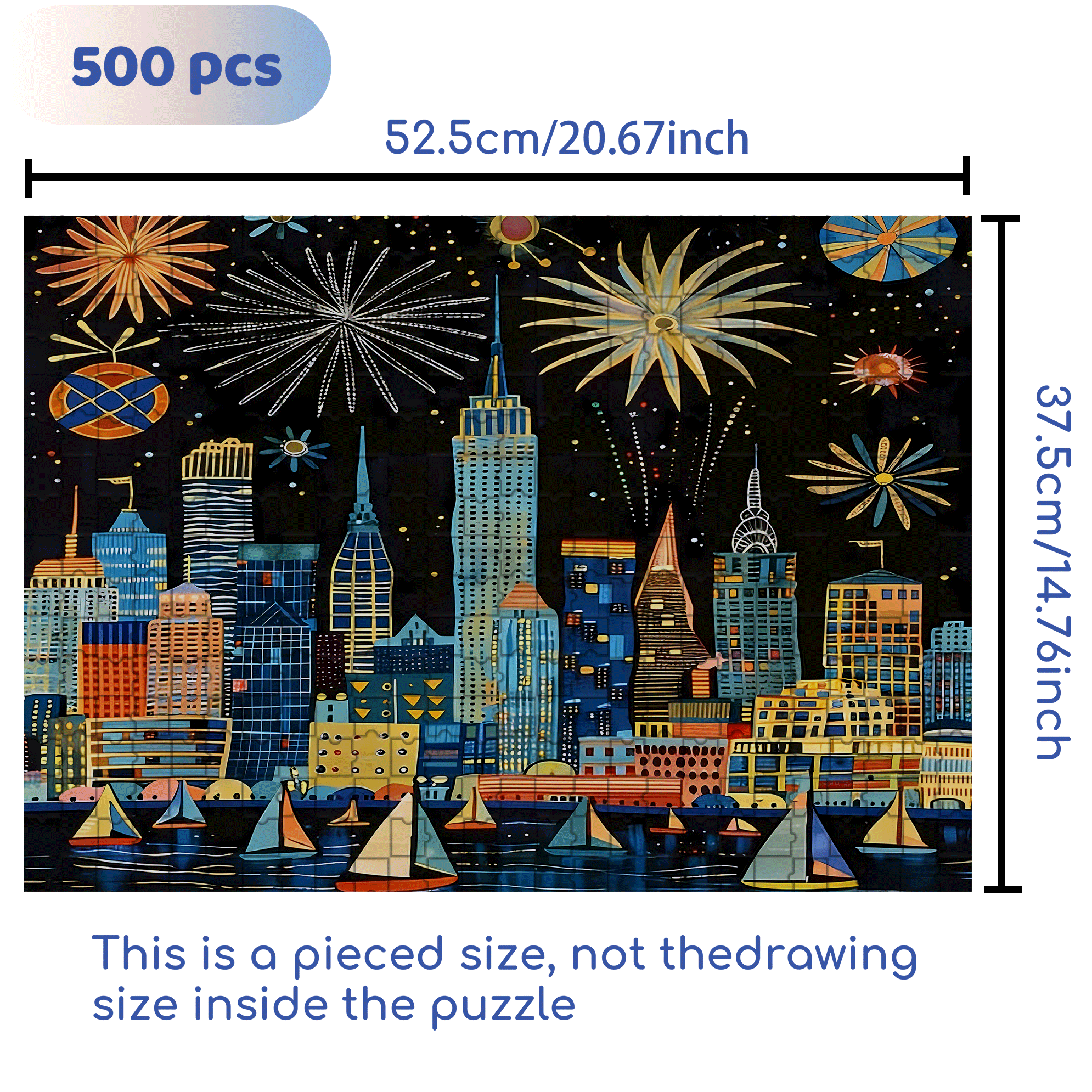 Fireworks In The Bustling City 500pcs/1000pcs Jigsaw Puzzle, Scratch-Resistant, Interactive Family Game & Brain-Boosting DIY Decor, Perfect for Halloween, Christmas & New Year Gifts, Family Puzzle Game