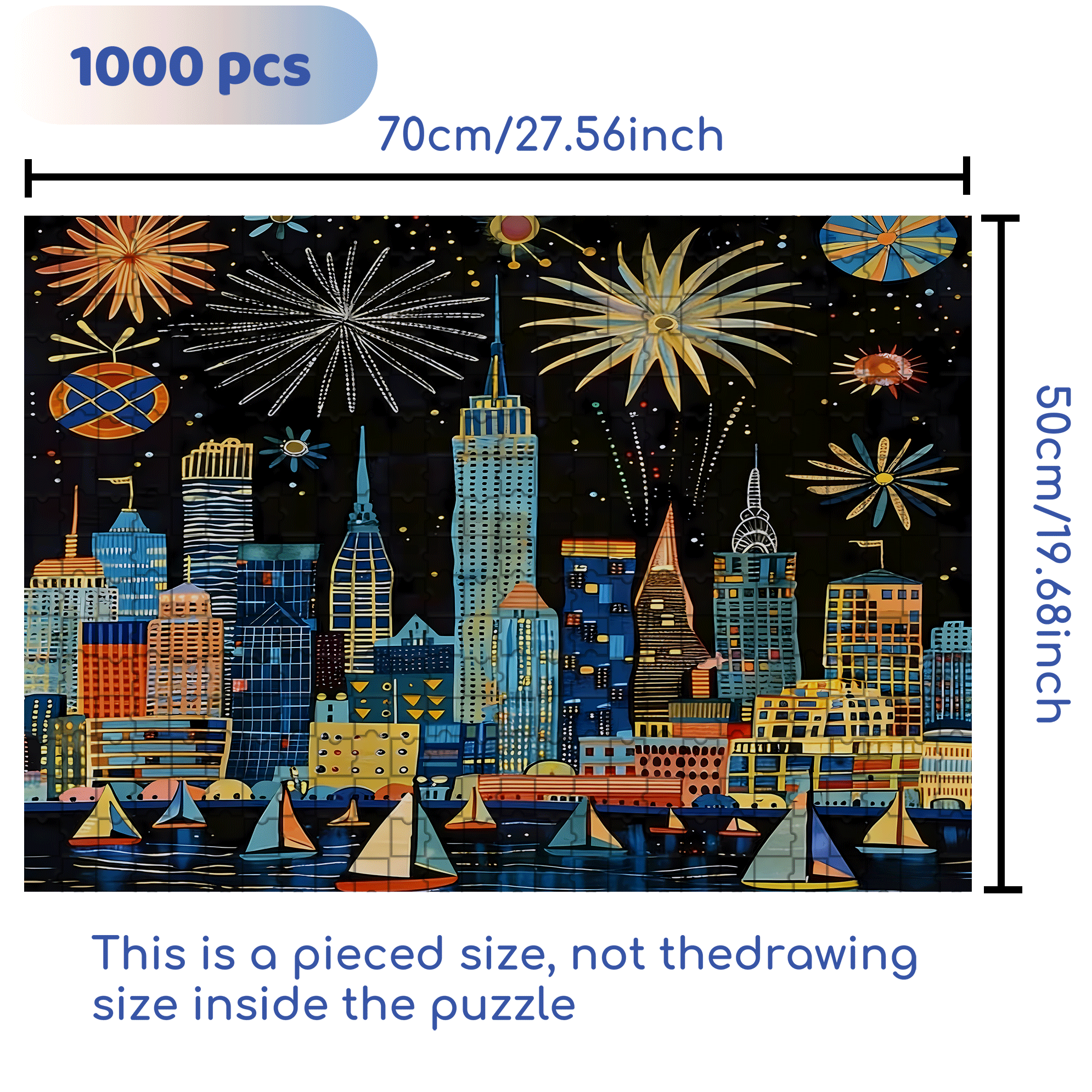 Fireworks In The Bustling City 500pcs/1000pcs Jigsaw Puzzle, Scratch-Resistant, Interactive Family Game & Brain-Boosting DIY Decor, Perfect for Halloween, Christmas & New Year Gifts, Family Puzzle Game