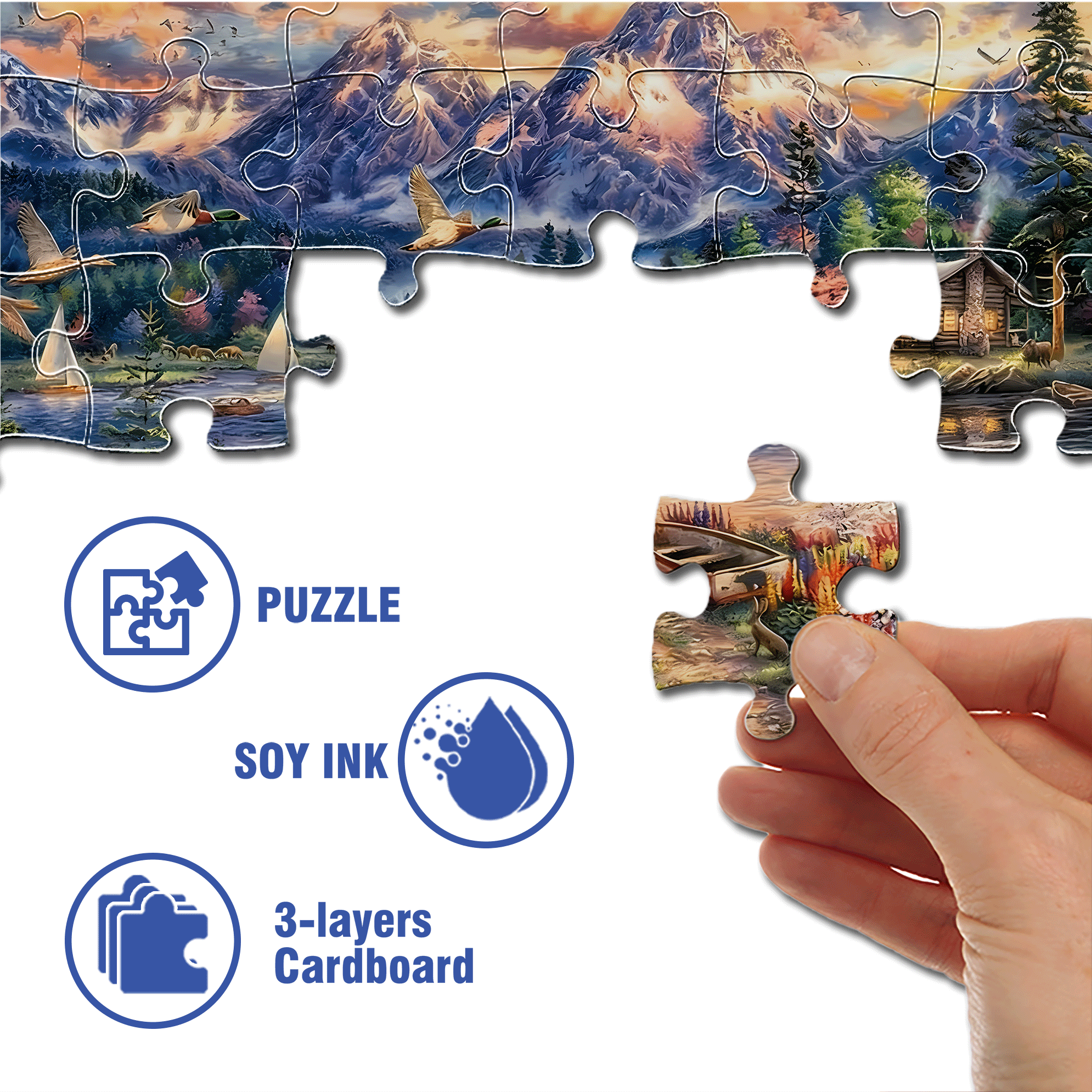 Secret Mountain Lake 500pcs/1000pcs Jigsaw Puzzle, Scratch-Resistant, Interactive Family Game & Brain-Boosting DIY Decor, Perfect for Halloween, Christmas & New Year Gifts, Family Puzzle Game