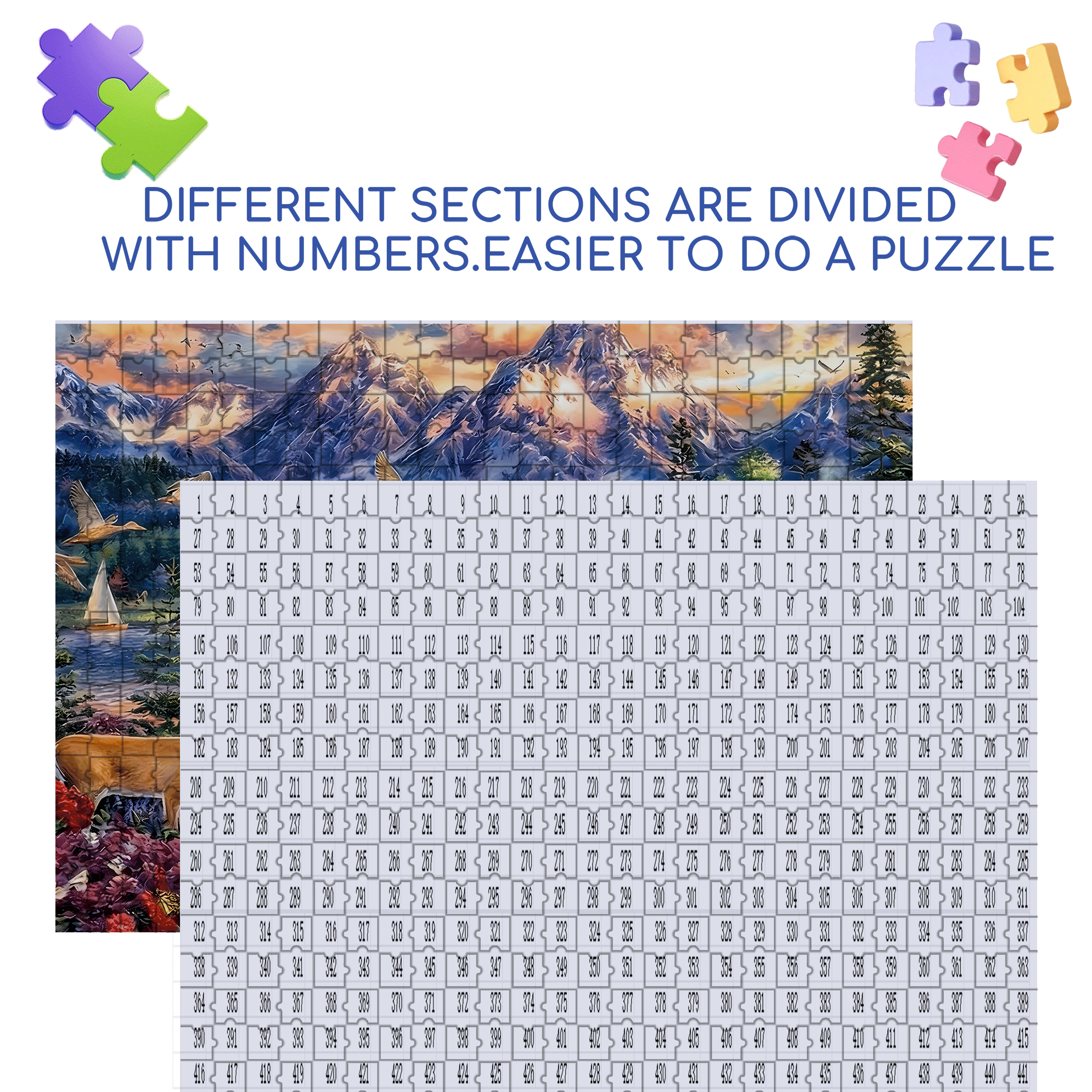 Secret Mountain Lake 500pcs/1000pcs Jigsaw Puzzle, Scratch-Resistant, Interactive Family Game & Brain-Boosting DIY Decor, Perfect for Halloween, Christmas & New Year Gifts, Family Puzzle Game