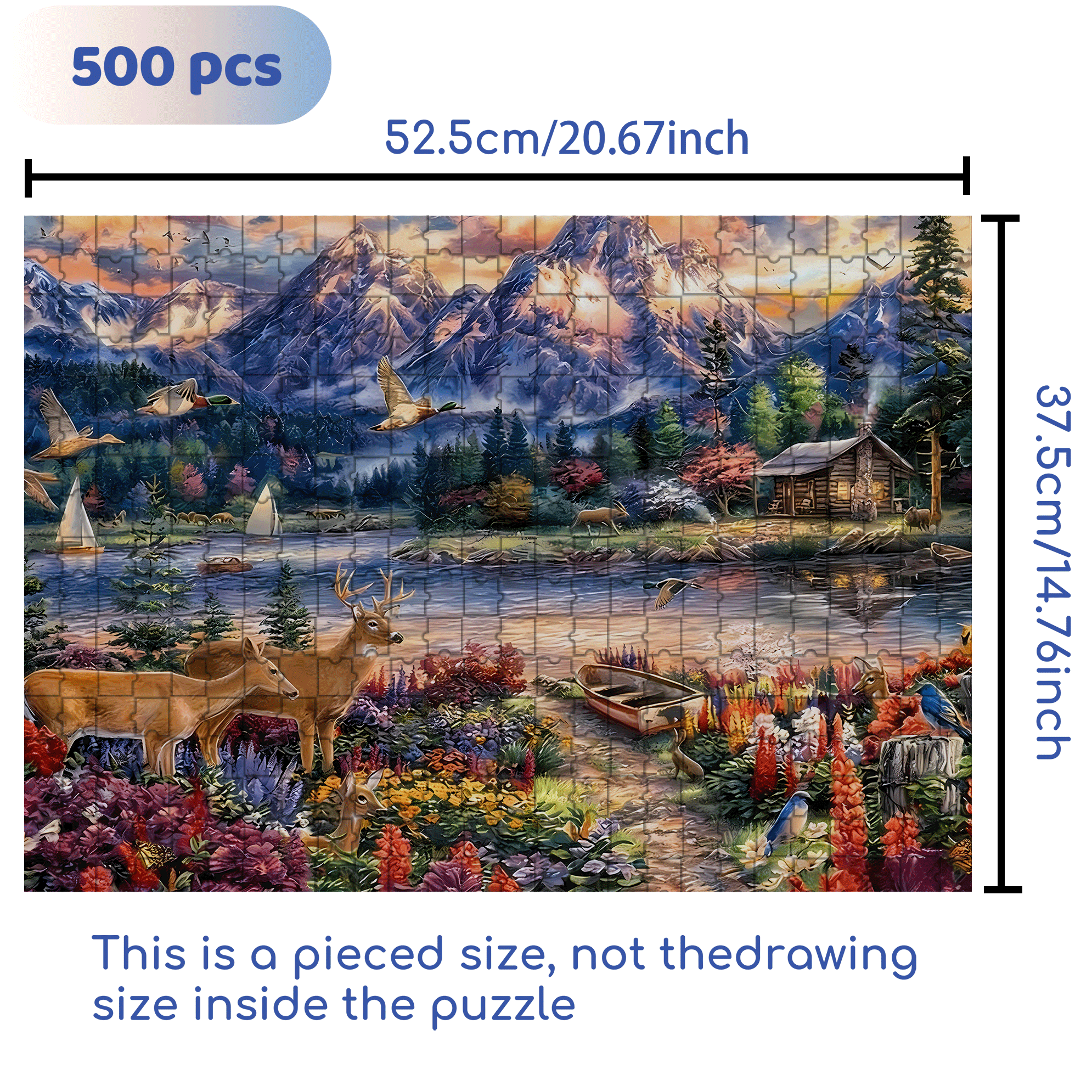 Secret Mountain Lake 500pcs/1000pcs Jigsaw Puzzle, Scratch-Resistant, Interactive Family Game & Brain-Boosting DIY Decor, Perfect for Halloween, Christmas & New Year Gifts, Family Puzzle Game