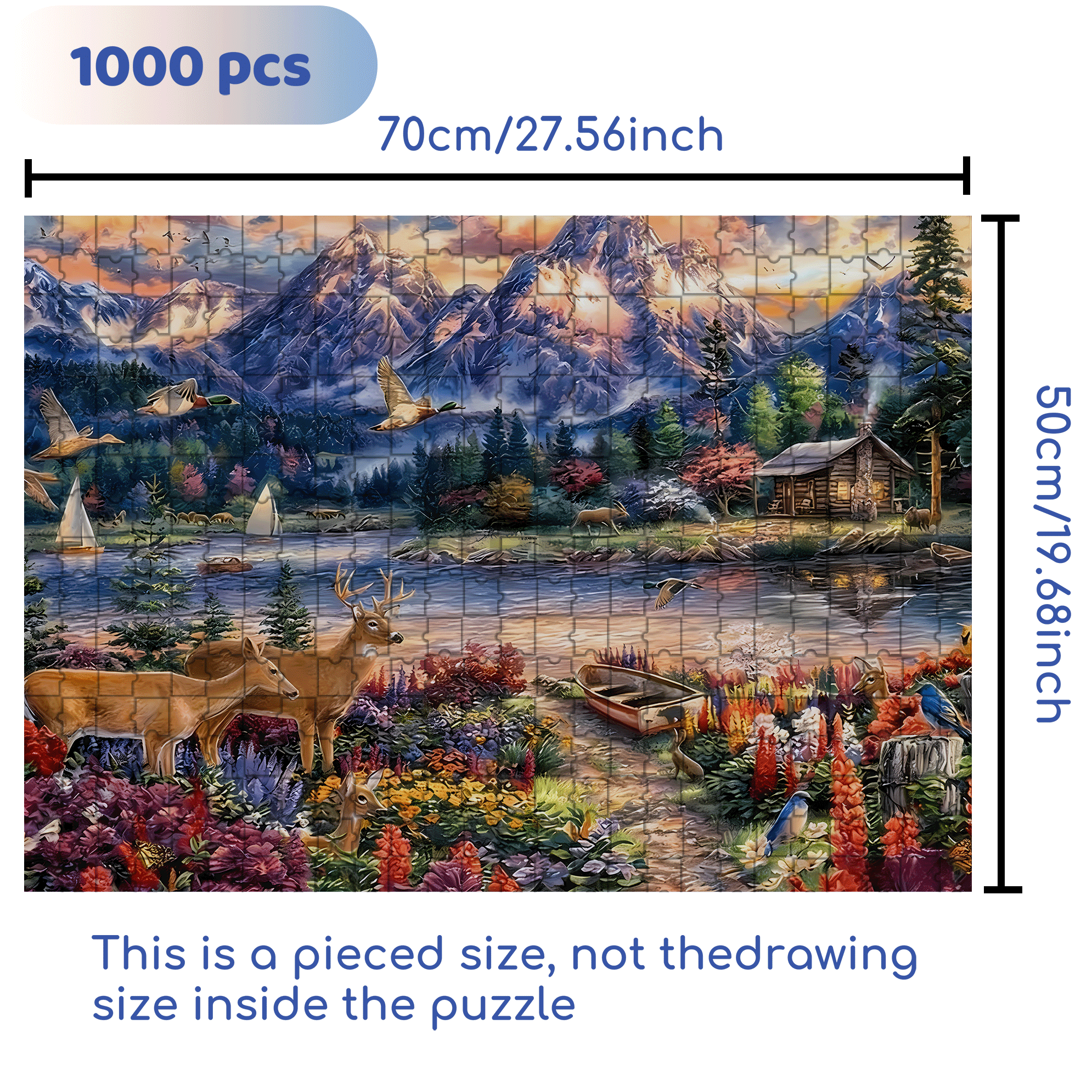 Secret Mountain Lake 500pcs/1000pcs Jigsaw Puzzle, Scratch-Resistant, Interactive Family Game & Brain-Boosting DIY Decor, Perfect for Halloween, Christmas & New Year Gifts, Family Puzzle Game