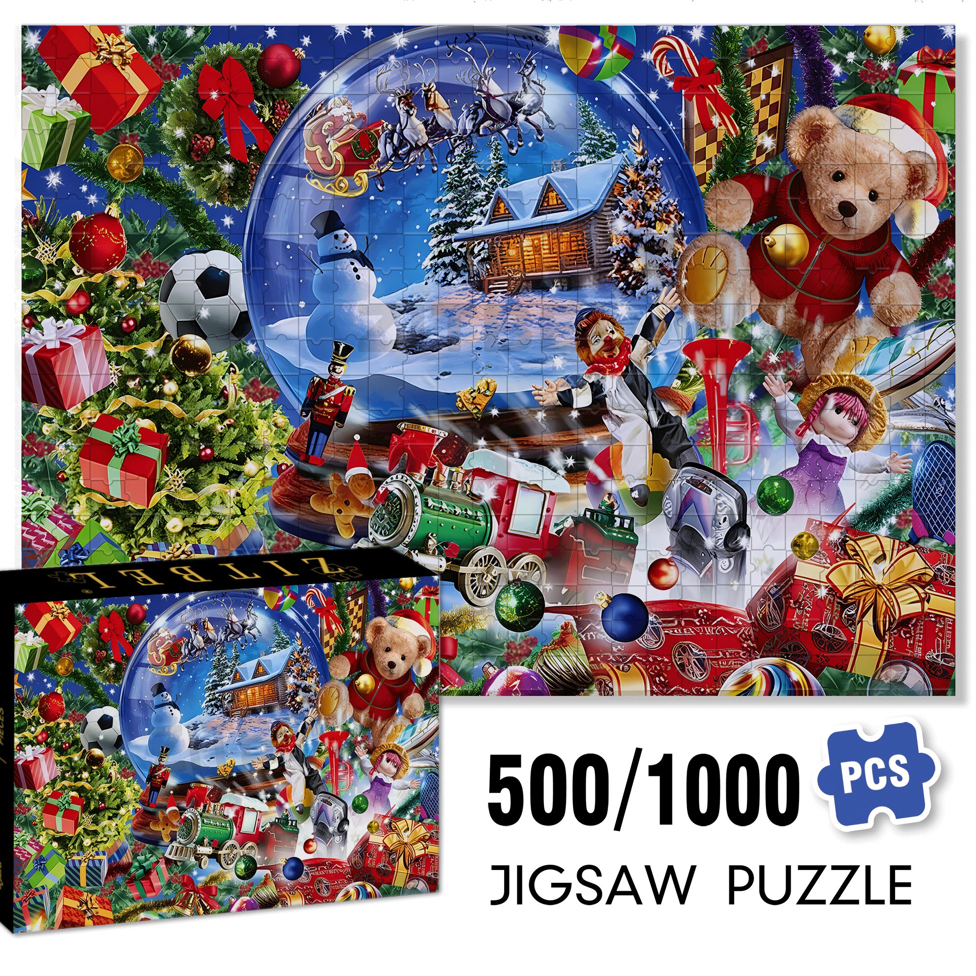 Snow Globe Dreams 500pcs/1000pcs Jigsaw Puzzle, Scratch-Resistant, Interactive Family Game & Brain-Boosting DIY Decor, Perfect for Halloween, Christmas & New Year Gifts, Family Puzzle Game