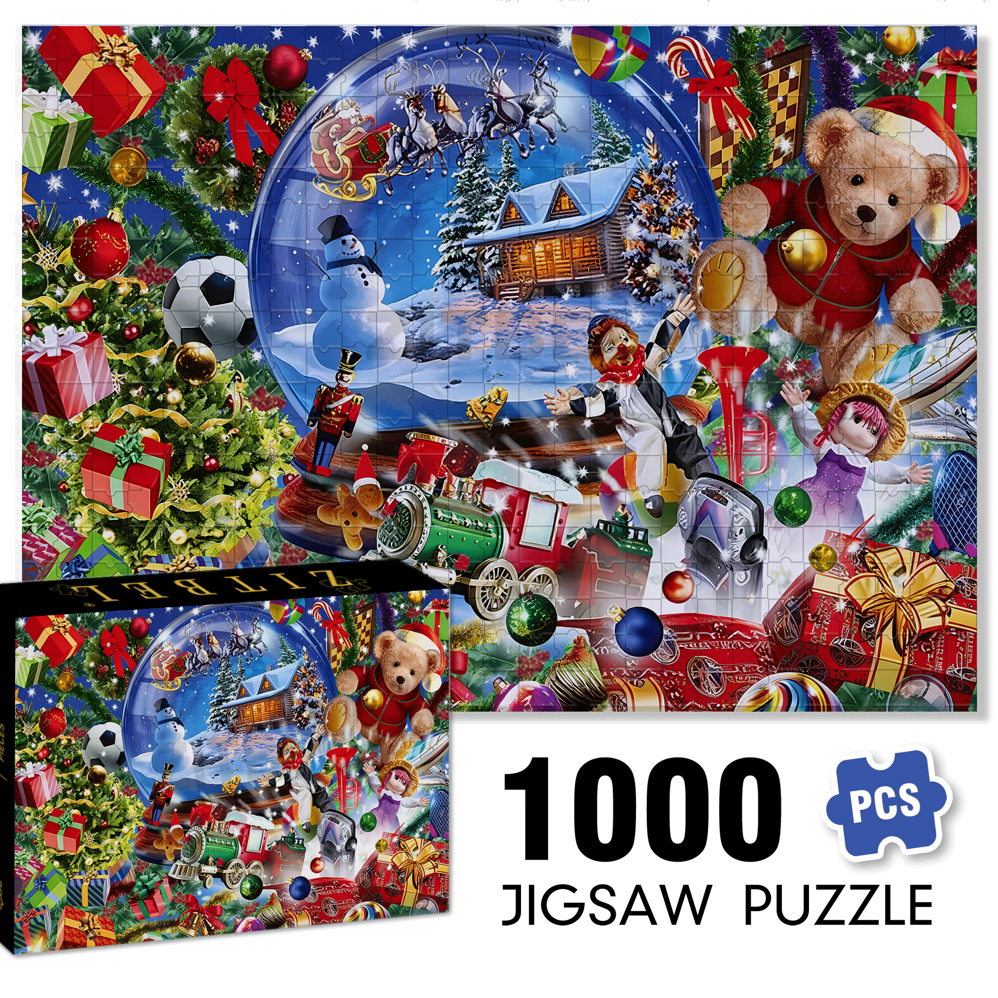 Snow Globe Dreams 500pcs/1000pcs Jigsaw Puzzle, Scratch-Resistant, Interactive Family Game & Brain-Boosting DIY Decor, Perfect for Halloween, Christmas & New Year Gifts, Family Puzzle Game