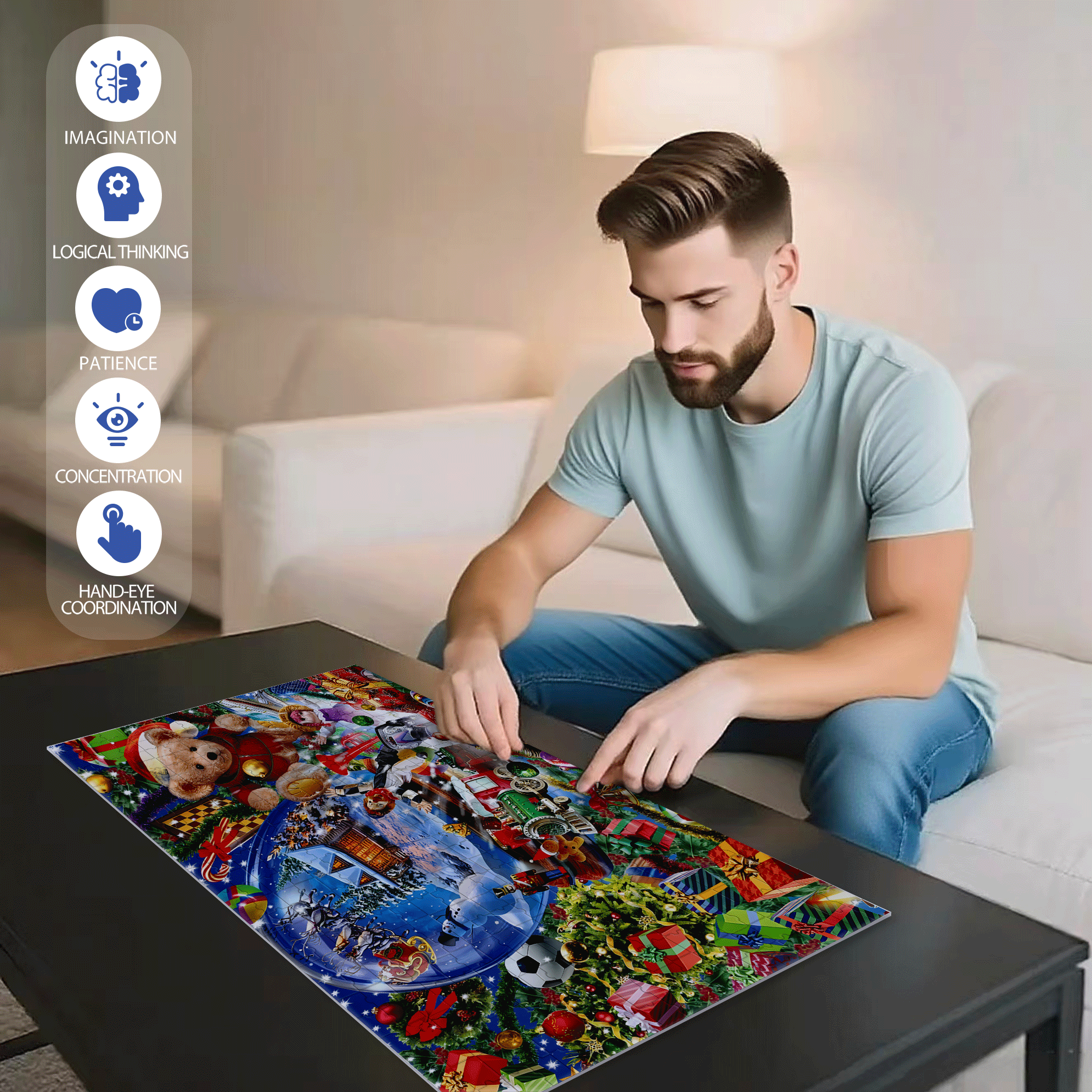 Snow Globe Dreams 500pcs/1000pcs Jigsaw Puzzle, Scratch-Resistant, Interactive Family Game & Brain-Boosting DIY Decor, Perfect for Halloween, Christmas & New Year Gifts, Family Puzzle Game