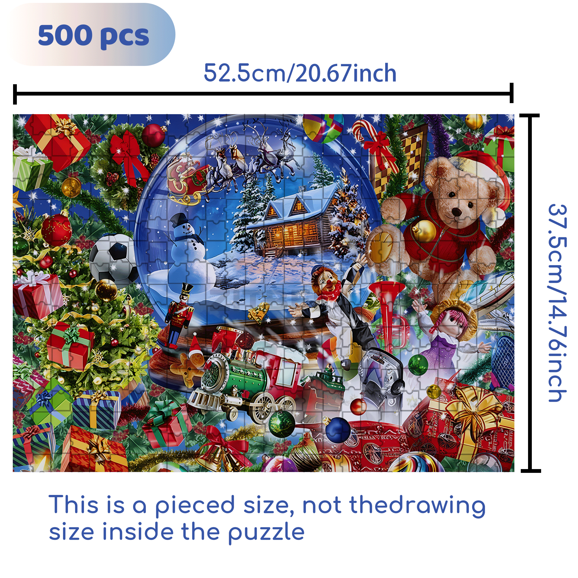 Snow Globe Dreams 500pcs/1000pcs Jigsaw Puzzle, Scratch-Resistant, Interactive Family Game & Brain-Boosting DIY Decor, Perfect for Halloween, Christmas & New Year Gifts, Family Puzzle Game