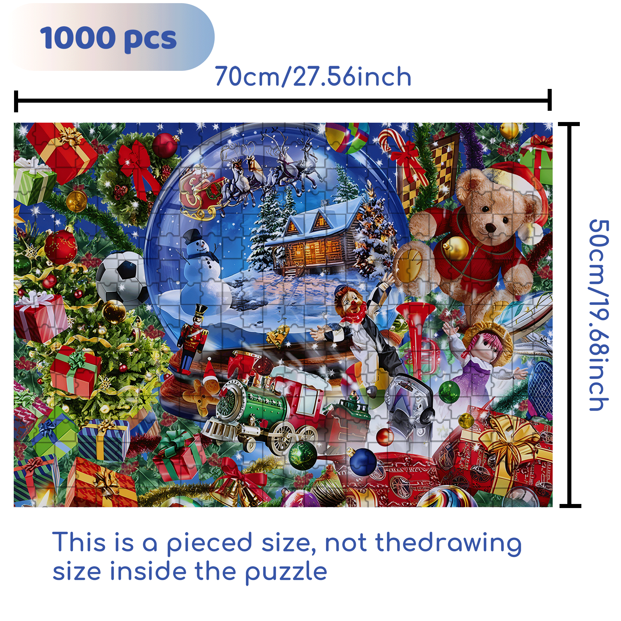 Snow Globe Dreams 500pcs/1000pcs Jigsaw Puzzle, Scratch-Resistant, Interactive Family Game & Brain-Boosting DIY Decor, Perfect for Halloween, Christmas & New Year Gifts, Family Puzzle Game