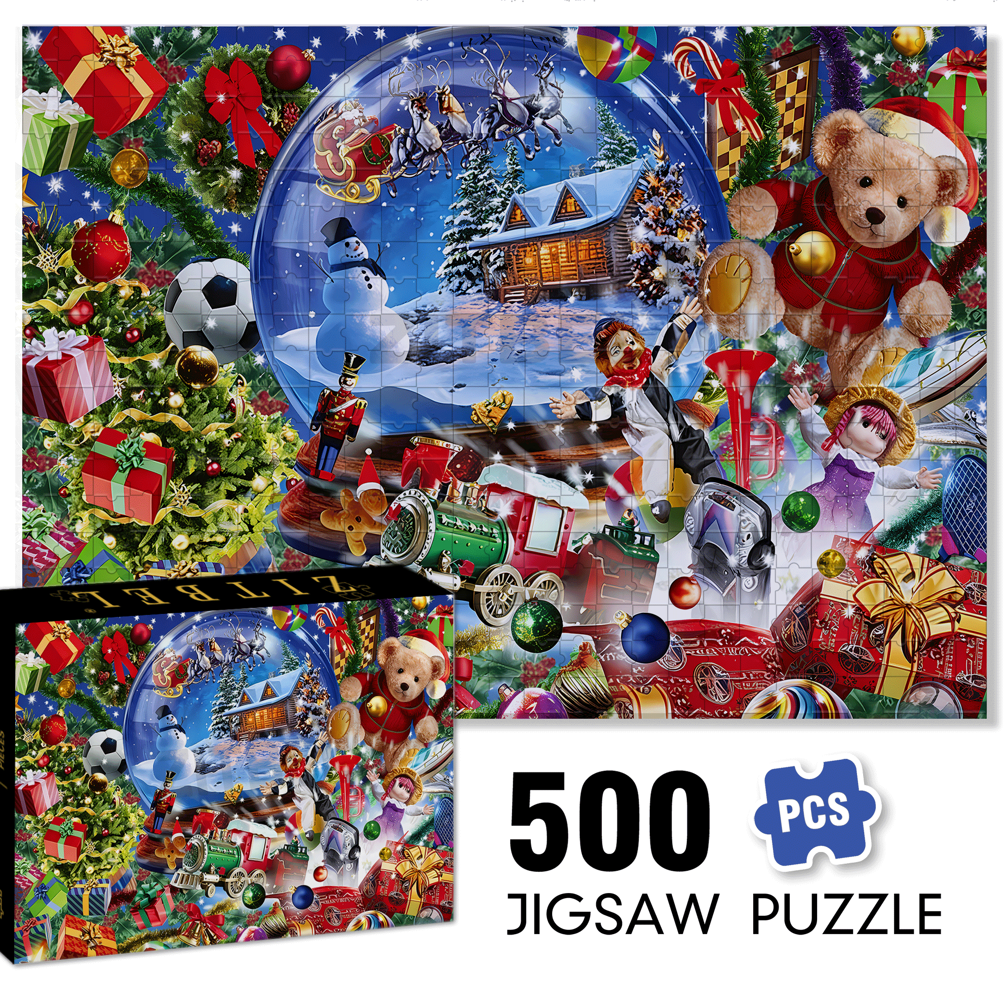 Snow Globe Dreams 500pcs/1000pcs Jigsaw Puzzle, Scratch-Resistant, Interactive Family Game & Brain-Boosting DIY Decor, Perfect for Halloween, Christmas & New Year Gifts, Family Puzzle Game