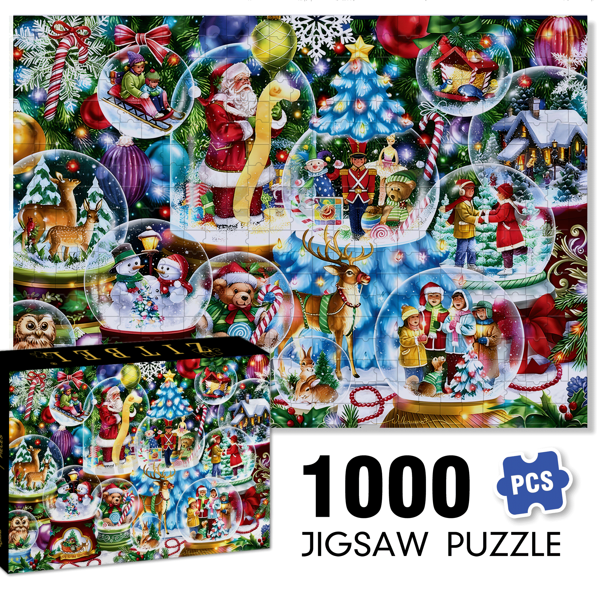 Snow Globes 500pcs/1000pcs Jigsaw Puzzle, Scratch-Resistant, Interactive Family Game & Brain-Boosting DIY Decor, Perfect for Halloween, Christmas & New Year Gifts, Family Puzzle Game