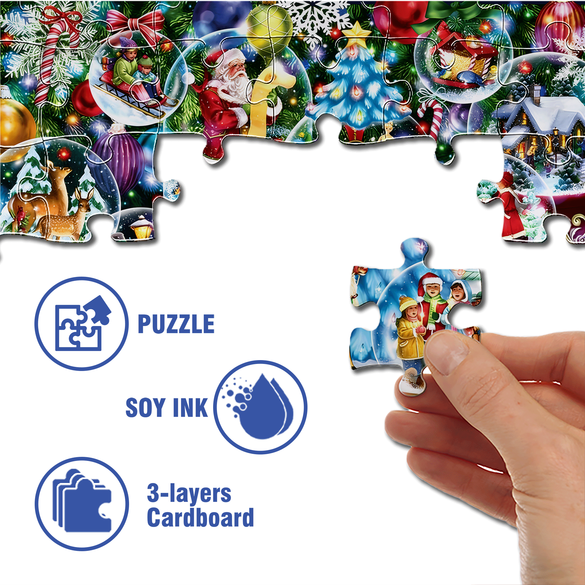 Snow Globes 500pcs/1000pcs Jigsaw Puzzle, Scratch-Resistant, Interactive Family Game & Brain-Boosting DIY Decor, Perfect for Halloween, Christmas & New Year Gifts, Family Puzzle Game